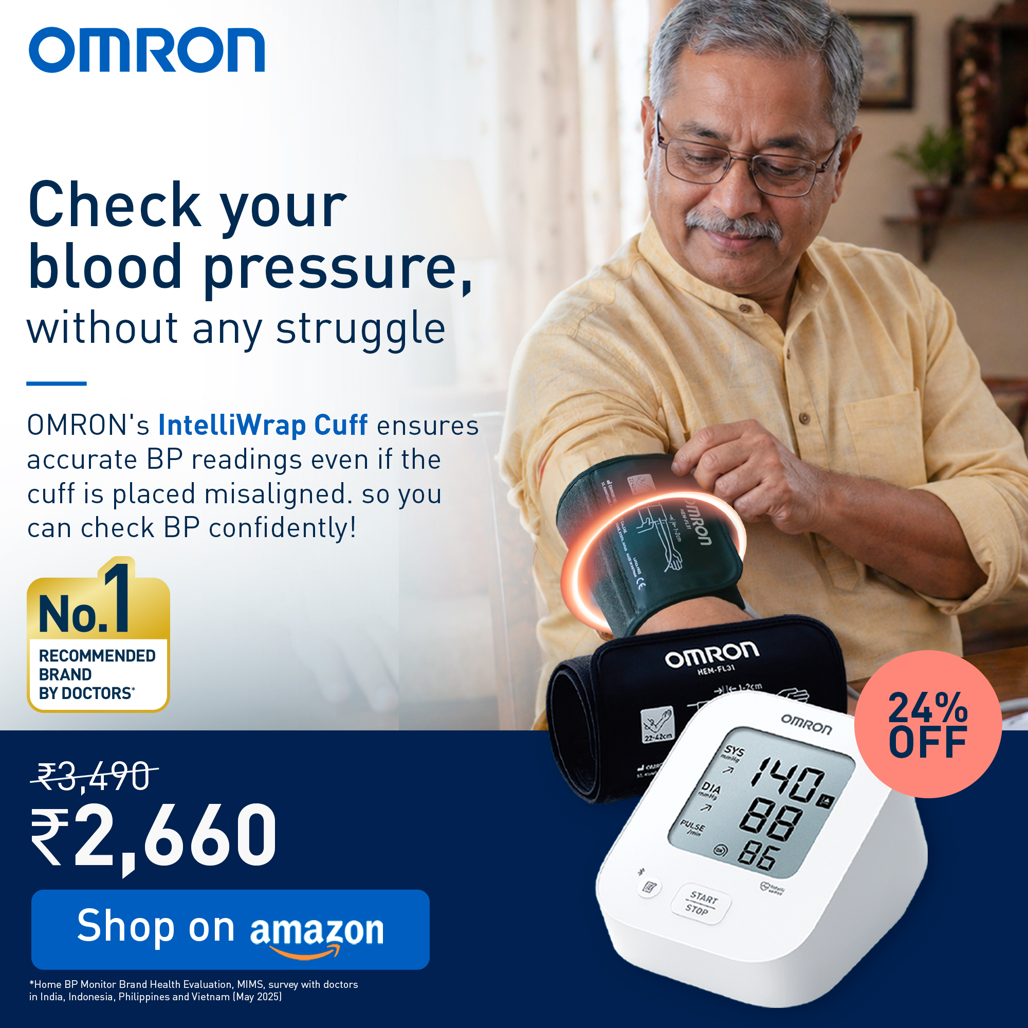Omron Healthcare Facebook ad: Omron HEM 7183T1 FLIN Upper Arm Automatic Blood Pressure…
