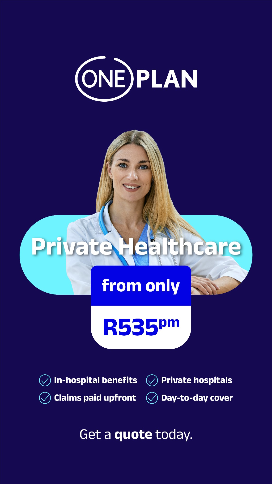 Oneplan Health Insurance Facebook ad: Private healthcare from R535