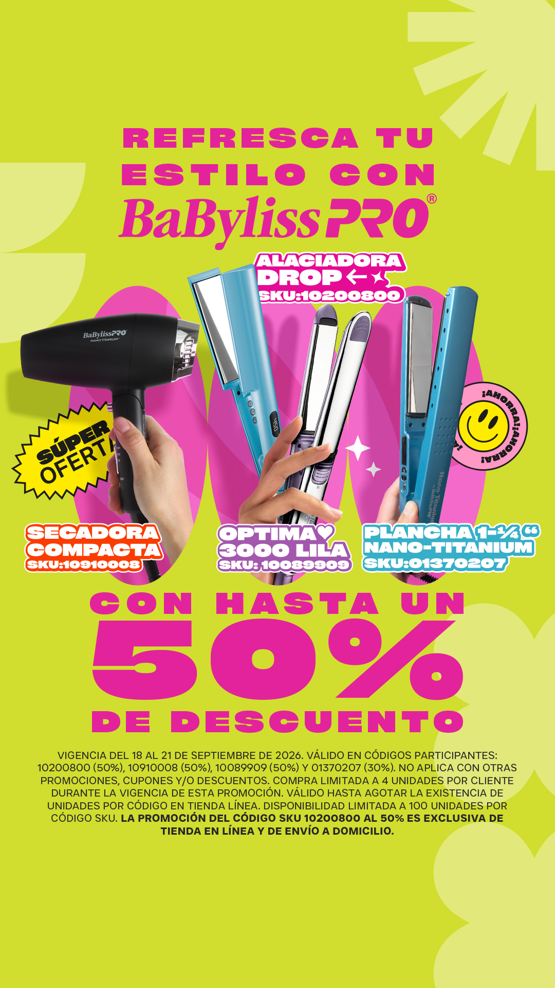 Sally México Facebook ad: 50% Off para un peinado perfecto