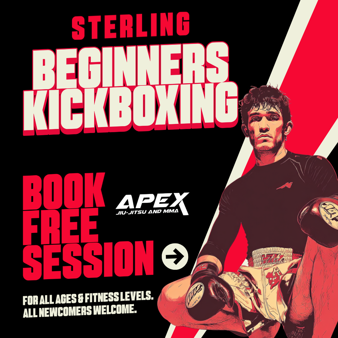 Apex Jiu jitsu and MMA Sterling Facebook ad: BOOK YOUR FREE KICKBOXING SESSION
