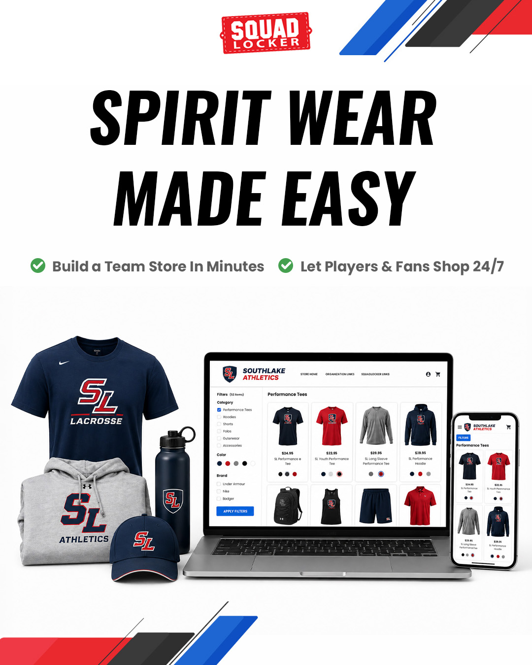 SquadLocker Facebook ad: Build a Free 24/7 Team Store