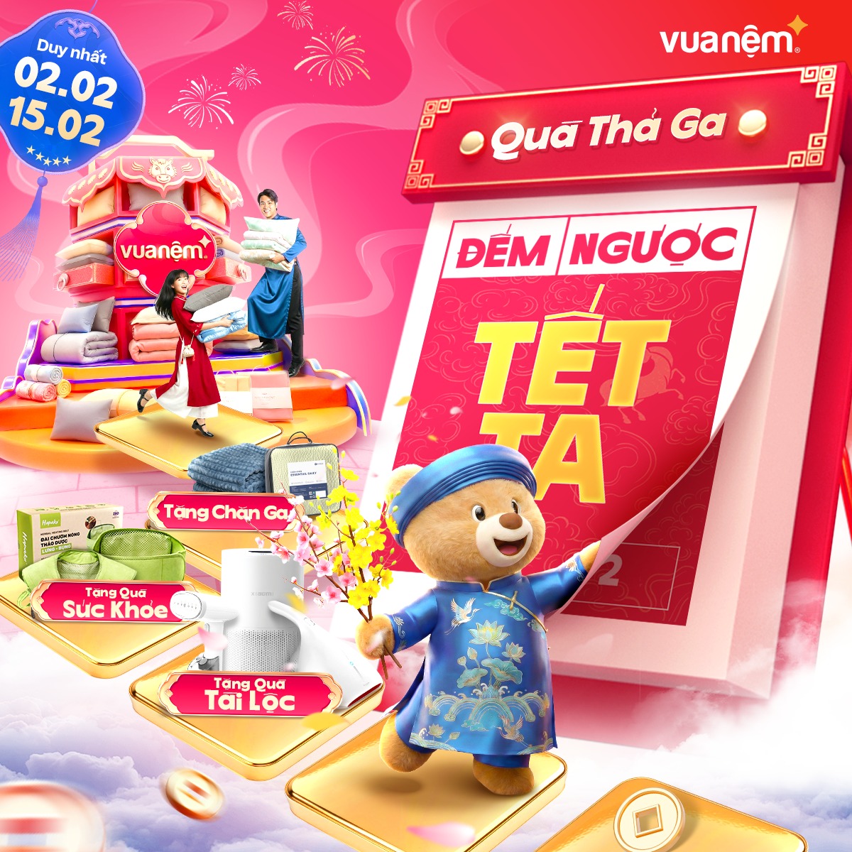 Vua Nệm Facebook ad: COUNTDOWN TẾT TA, SALE THẢ GA, LÌ XÌ…