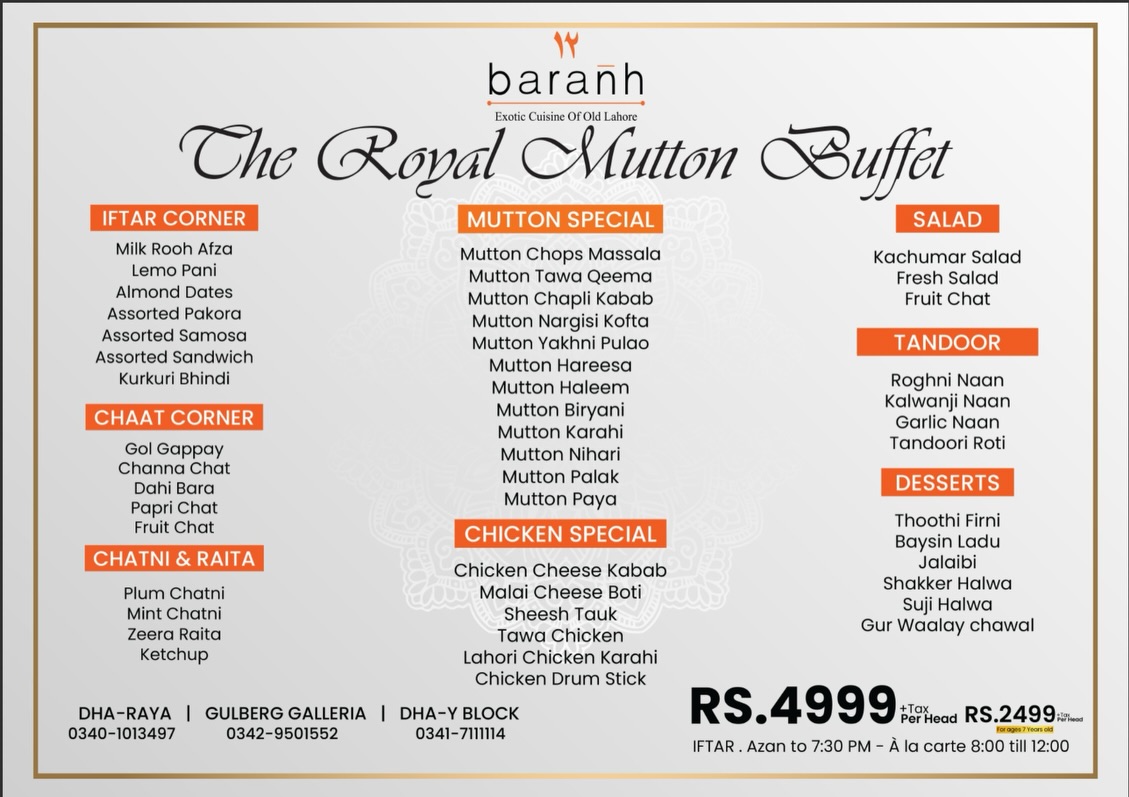Barańh - Defence Facebook ad: Reservations Call: 0300-6061915 -- 12 Mutton Dishes In…