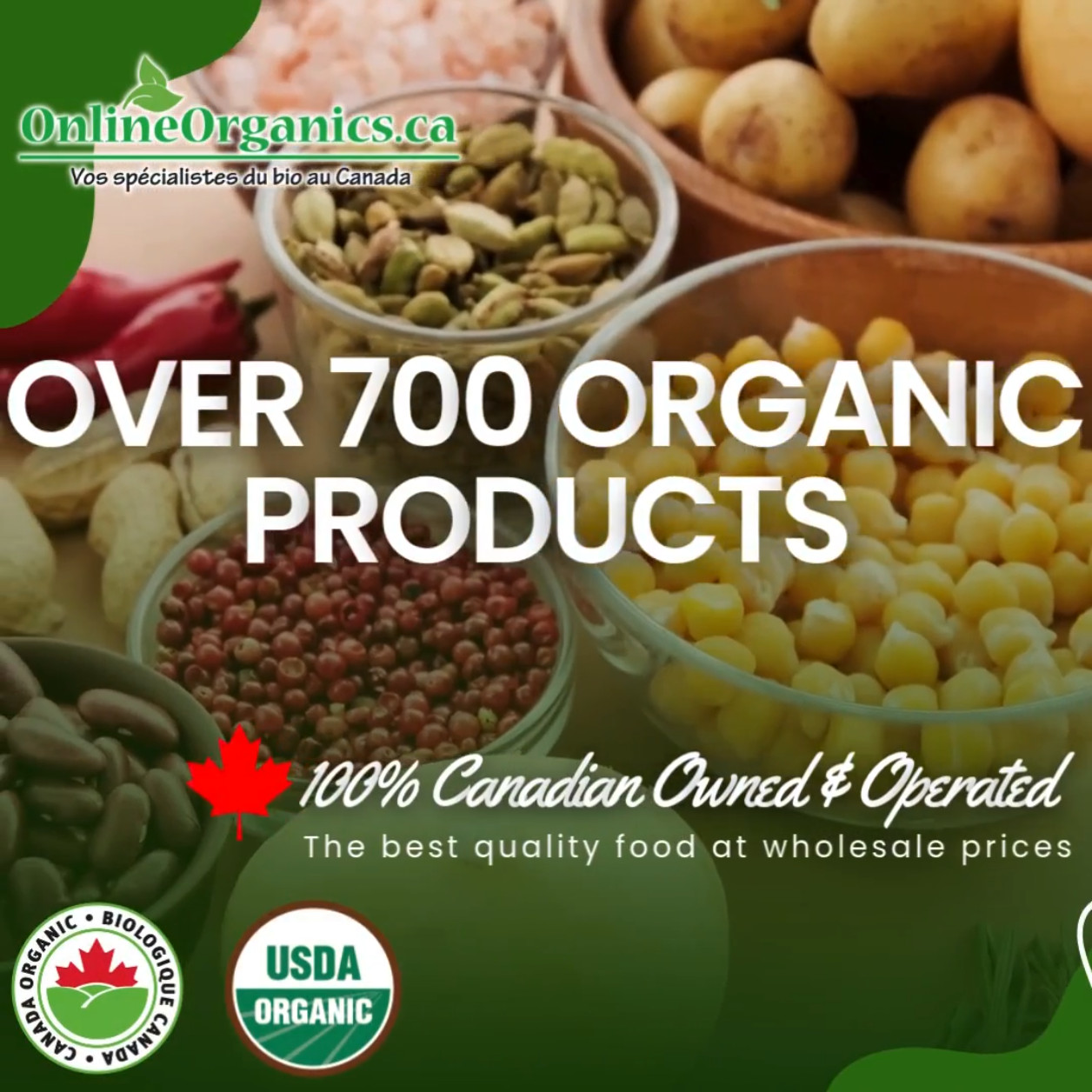 OnlineOrganics - Your Organic Bulk Food Specialists in Canada Facebook ad: Your Organic Bulk Food Specialists in Canada