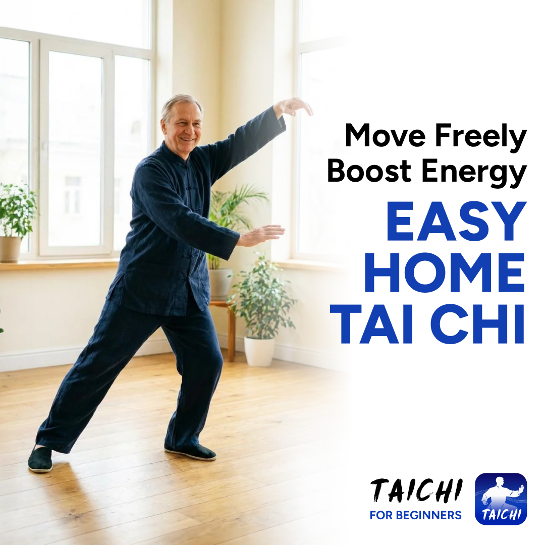 Tai Chi for Beginners at Home Facebook ad: Built for 50s, 60s and beyond.