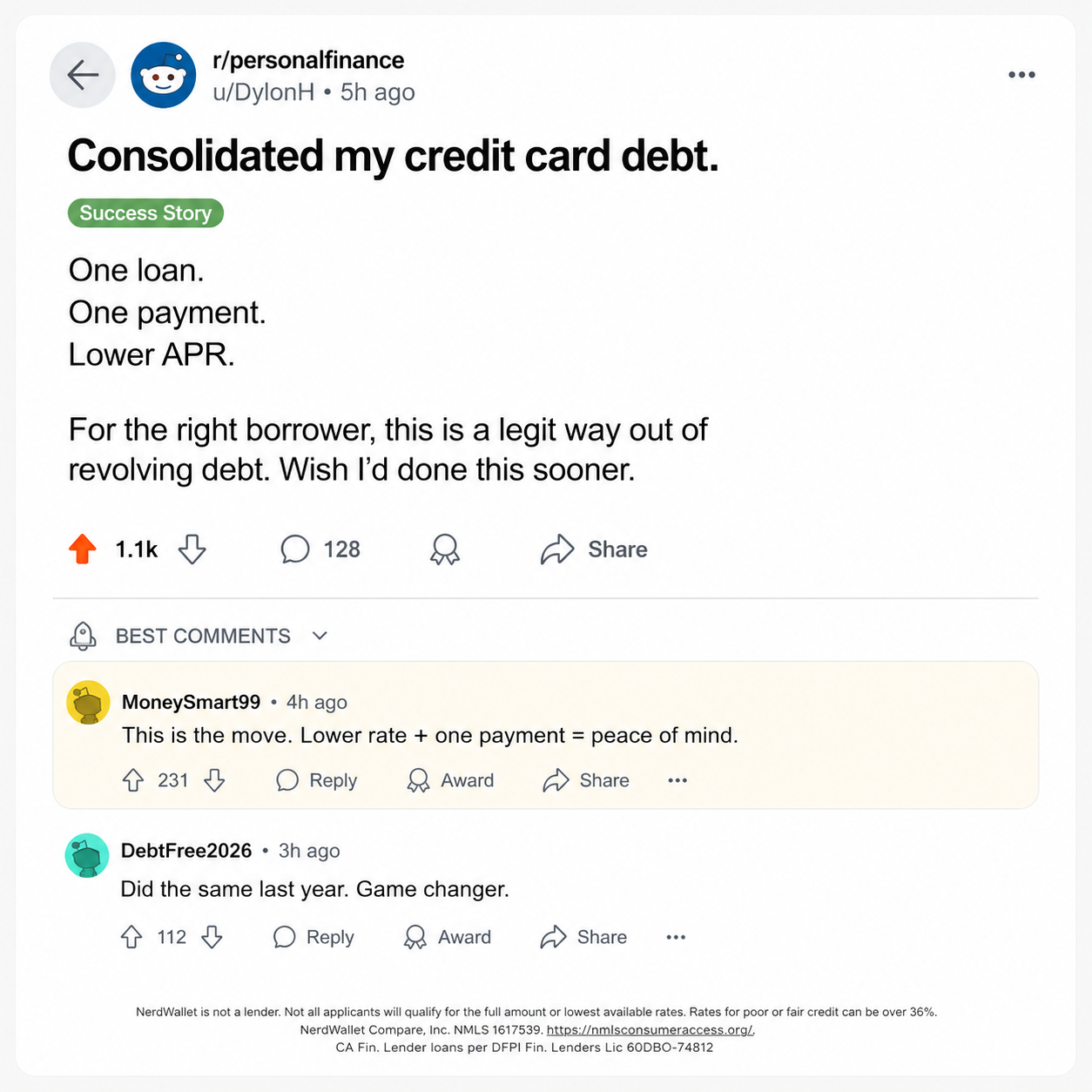 NerdWallet Facebook ad