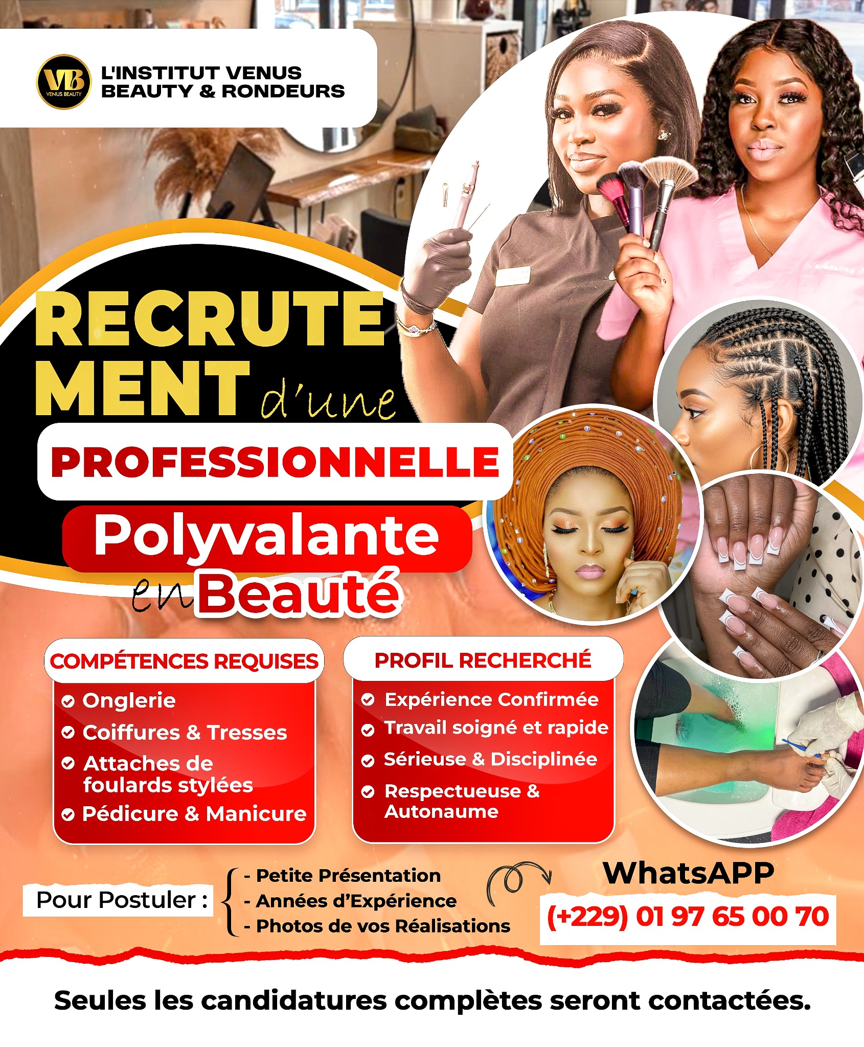 VENUS Beauty's Facebook ad: POSTULER