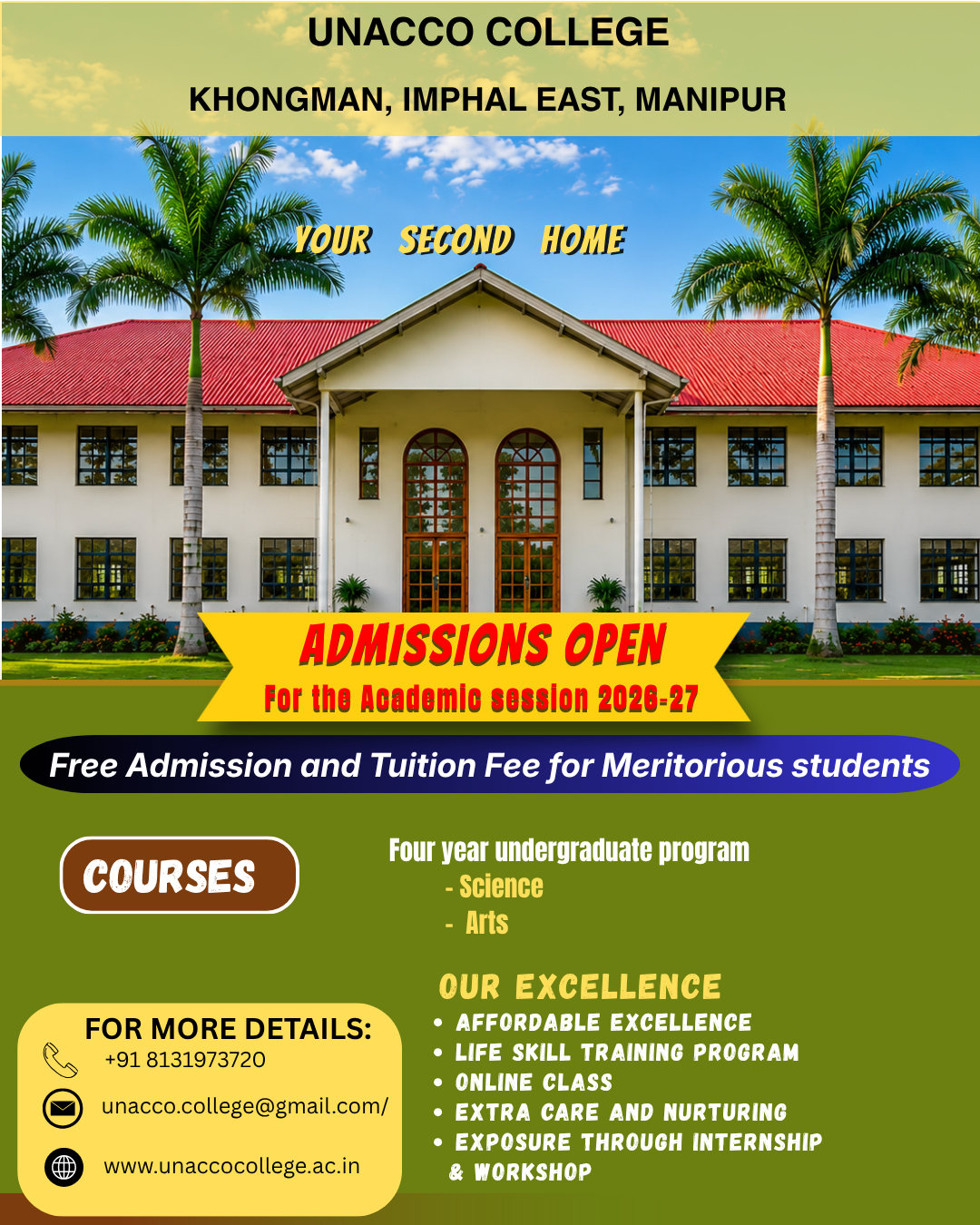 UNACCO College Facebook ad: UNACCO COLLEGE Admissions Open for Academic Session 2026-27
