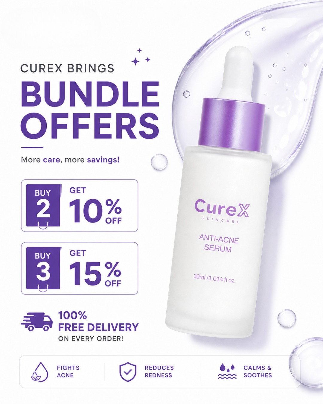 Curex Skincare Facebook ad: Fight acne at the source, bundle & save