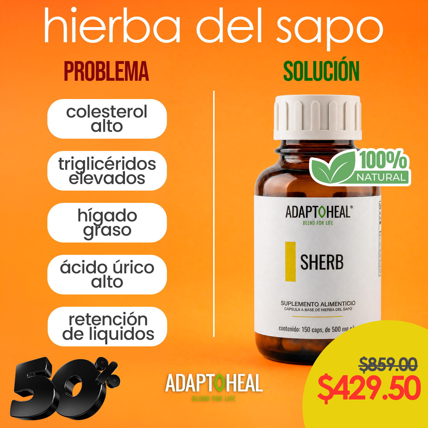 Adaptoheal México Facebook ad: La planta mexicana contra el colesterol, 50% OFF