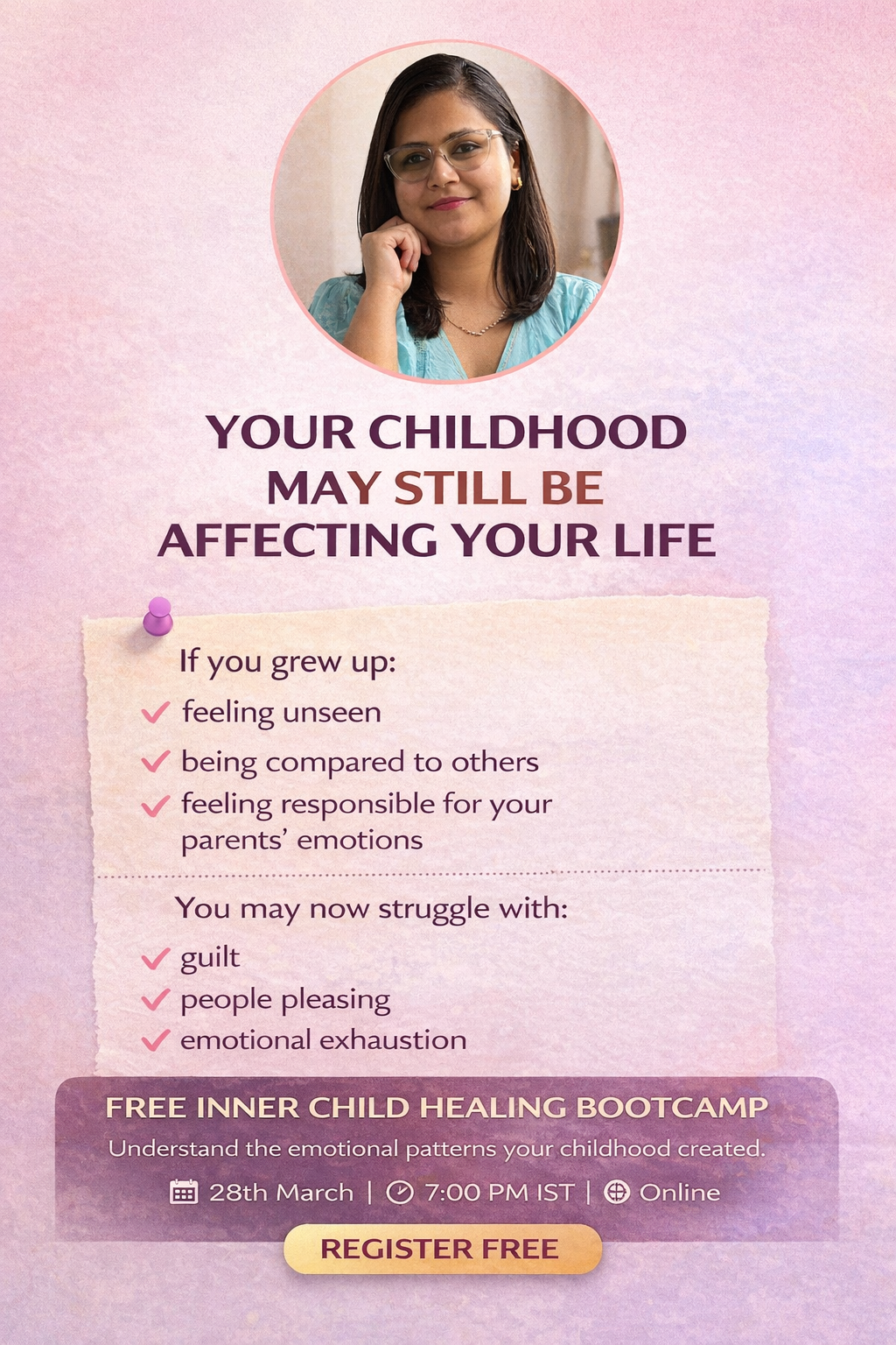 Priyankaheals Facebook ad: Free Inner Child Healing Bootcamp