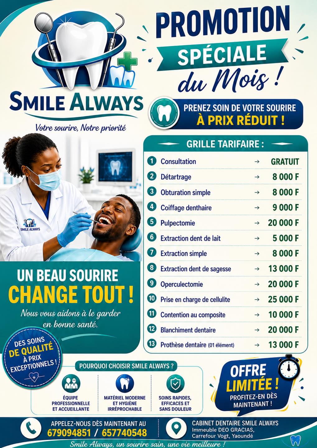 DR SMILE Facebook ad: PROMOTION SPÉCIALE CHEZ SMILE ALWAYS