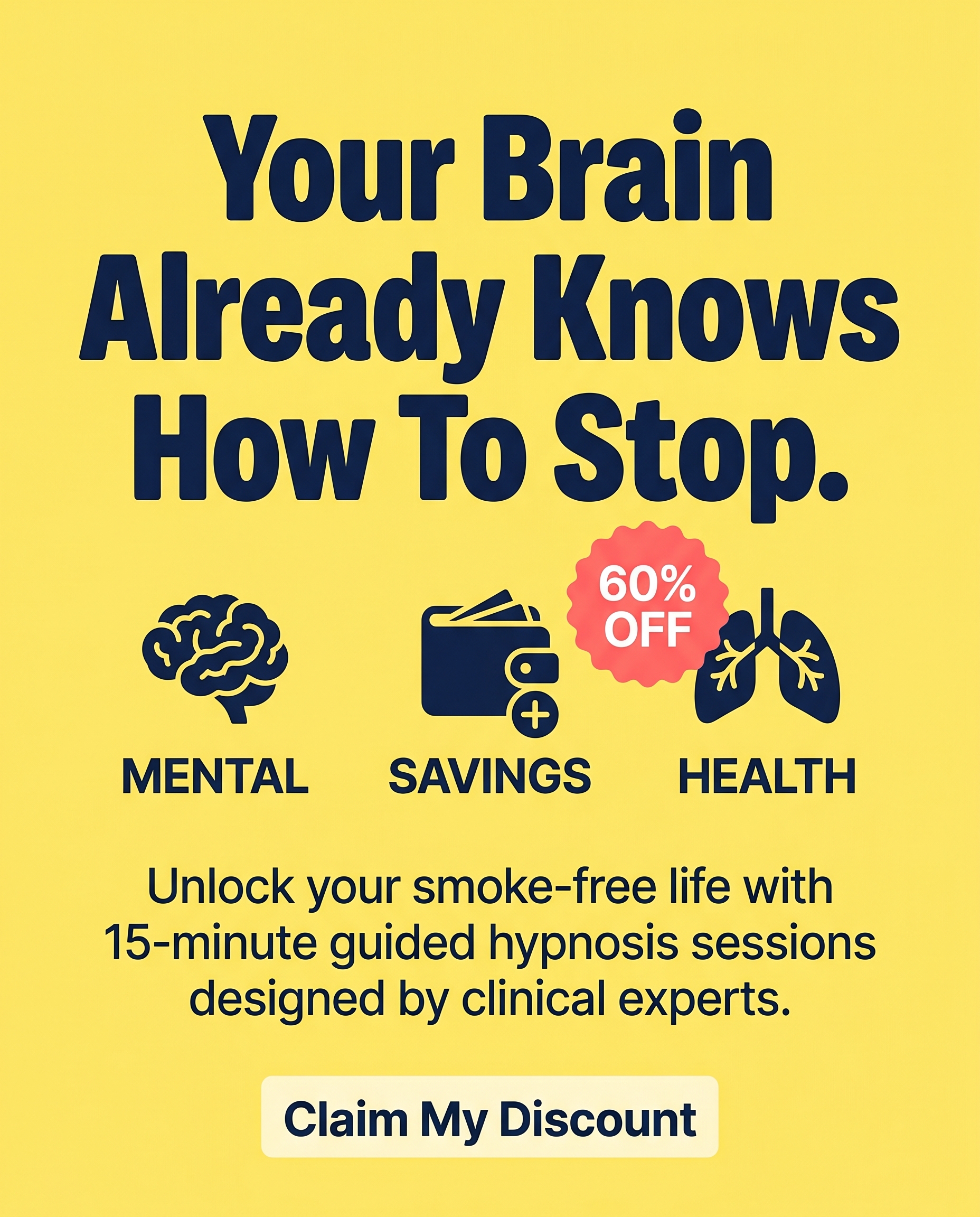 Hypnosis to Stop Smoking Facebook ad