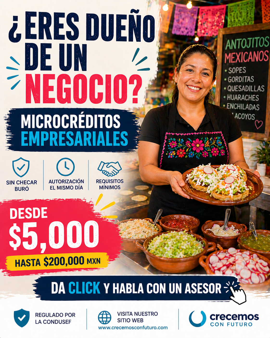 Crecemos Facebook ad: SIN REVISAR BURO DE CRÉDITO