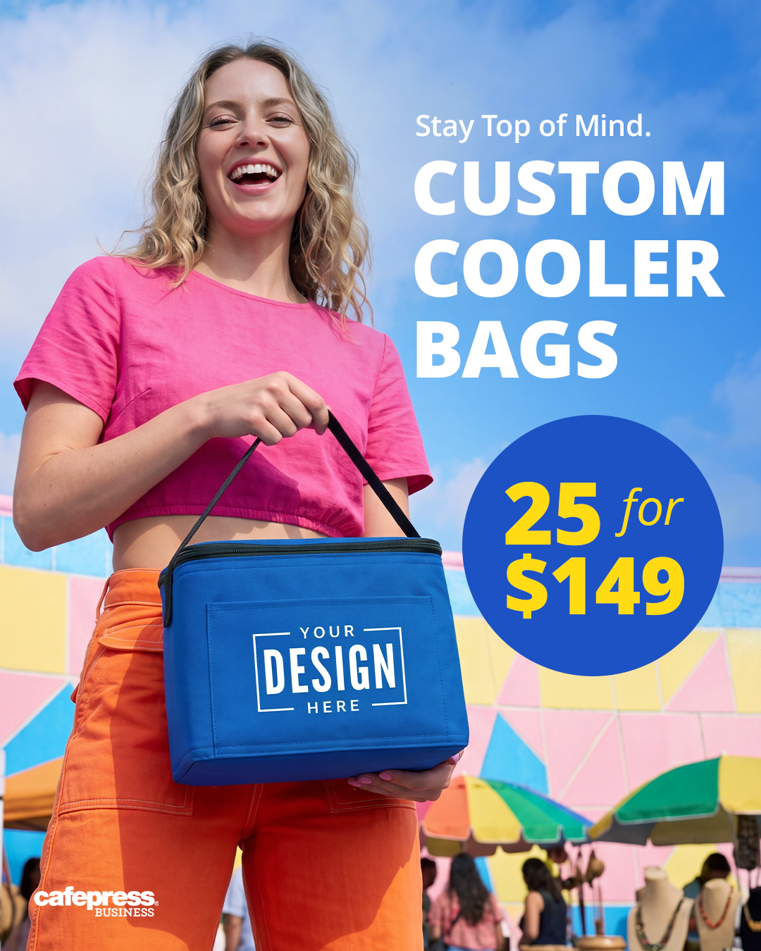 CafePress Facebook ad: 25 Custom Utility Cooler Bags $149