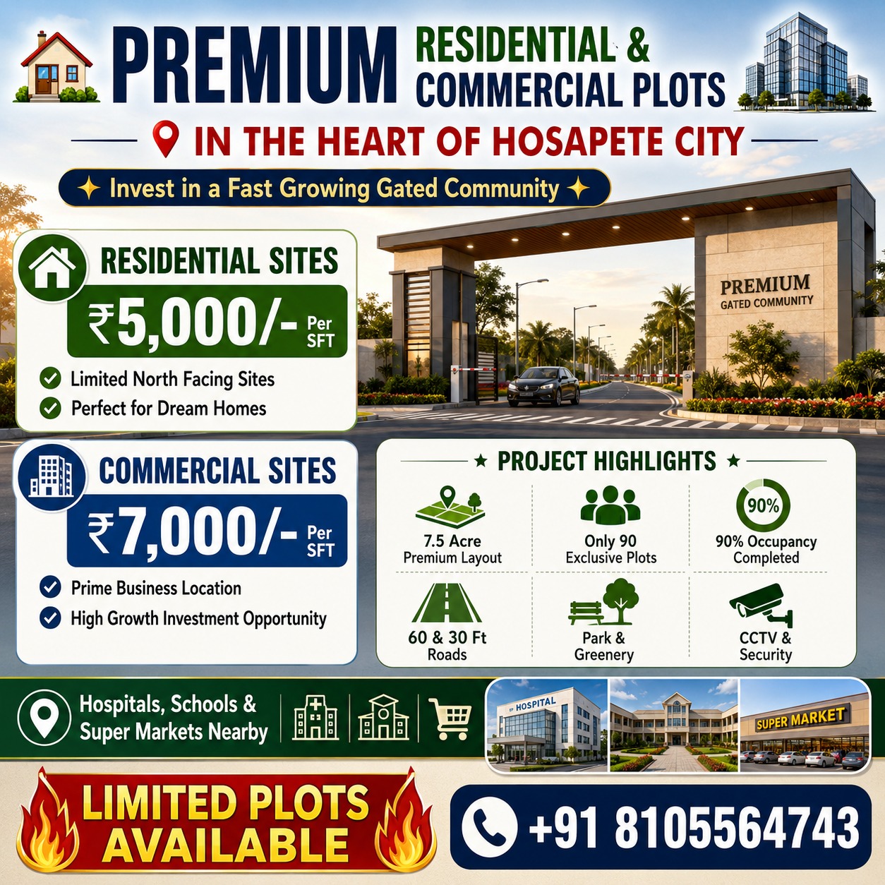 SB Properties Facebook ad: Premium Residential & Commercial Plots in Hosapete