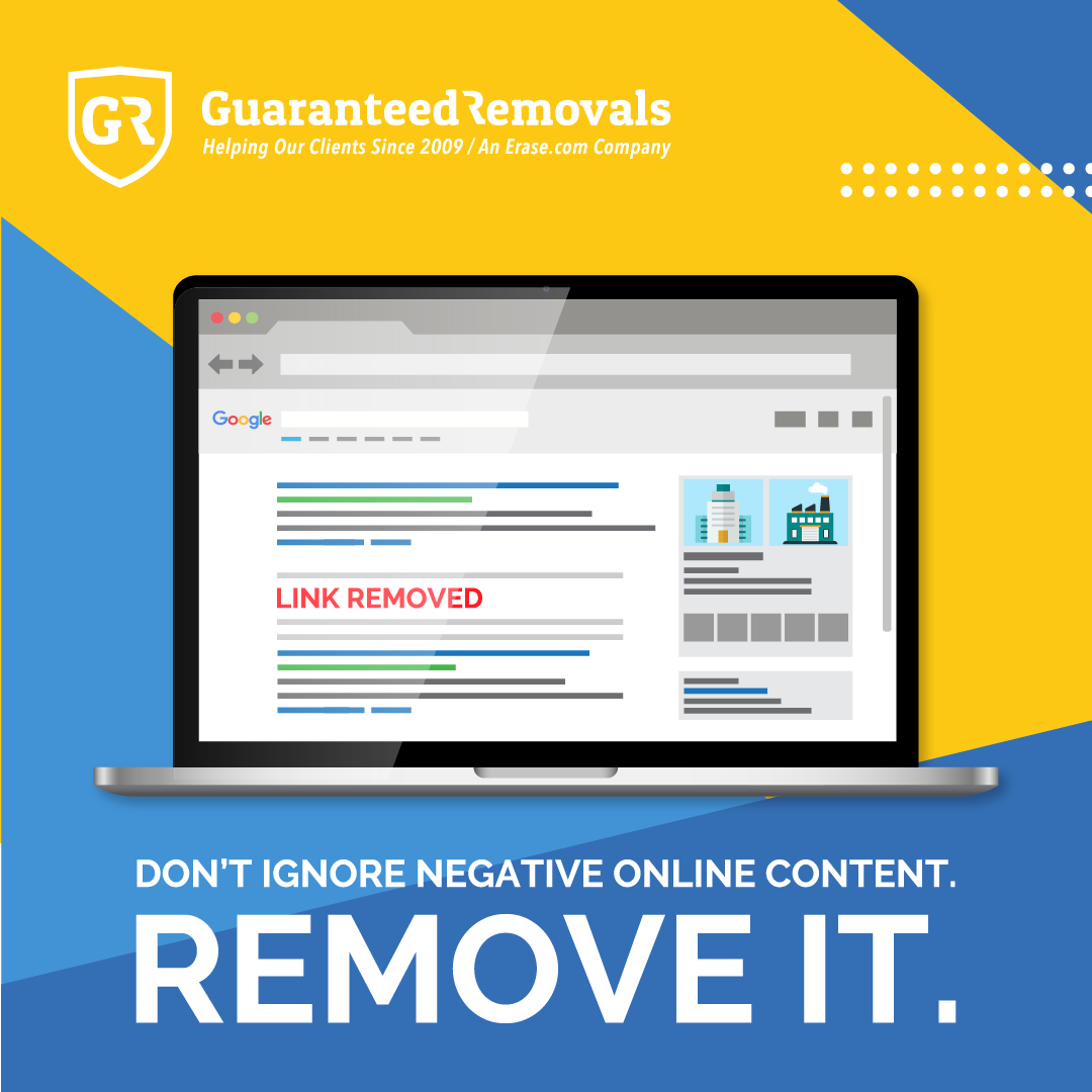 Guaranteed Removals - an Erase.com Company Facebook ad: No Money Upfront - No Risk