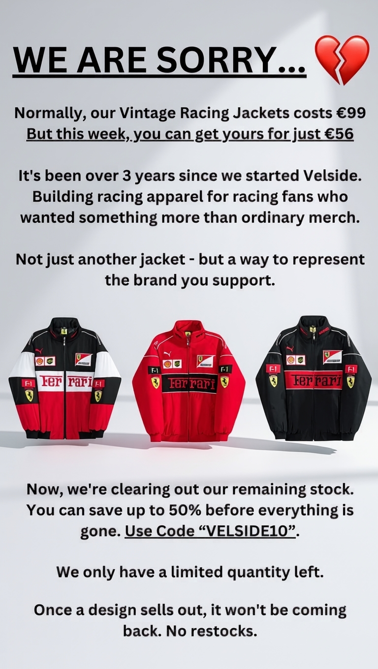 Velside Clothing Facebook ad: Now on SALE!