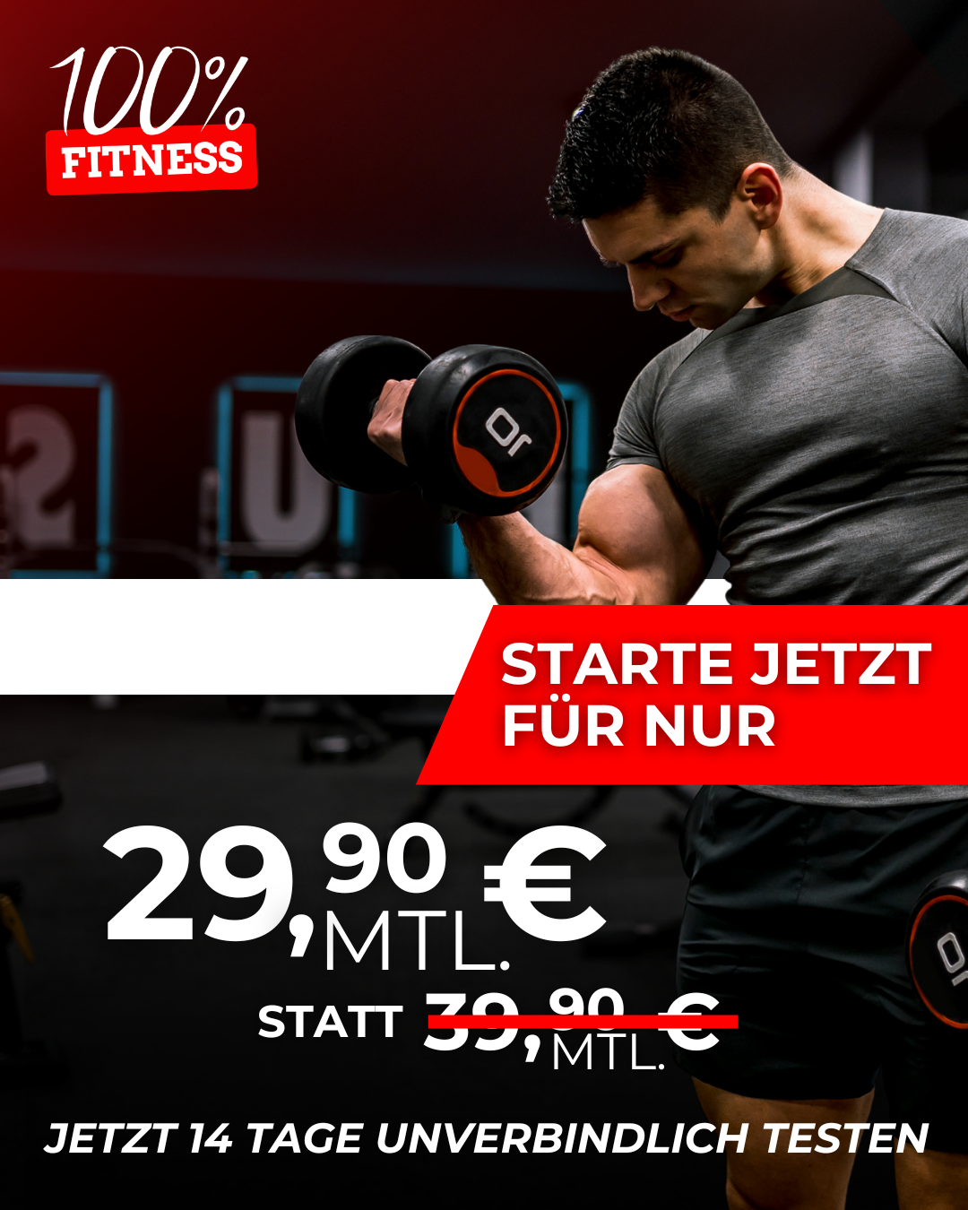 100% Fitness Reiskirchen Facebook ad: ALL-IN in Reiskirchen- nur 29,90 statt 34,90€