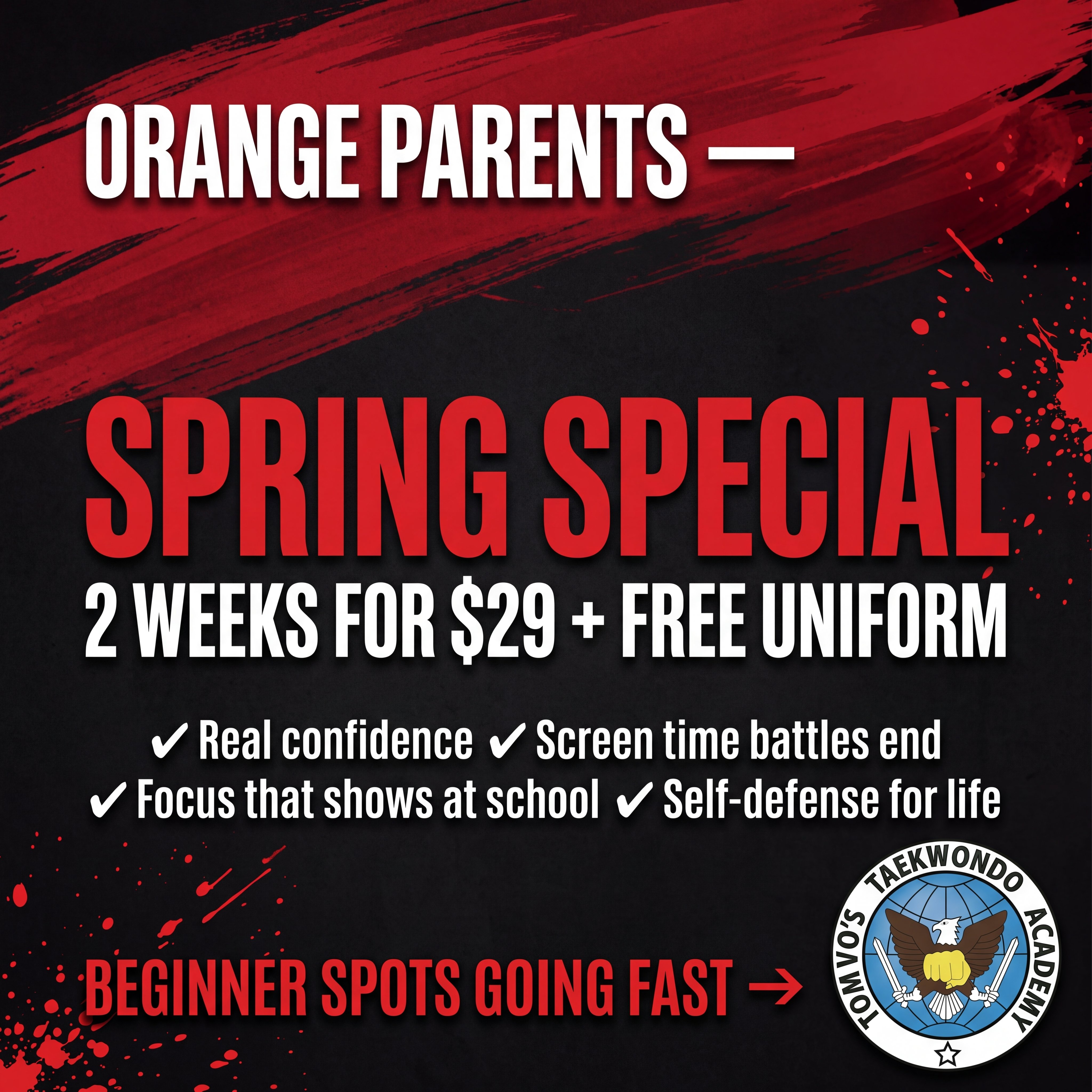 Orange Martial Arts - Tom Vo's Taekwondo Facebook ad
