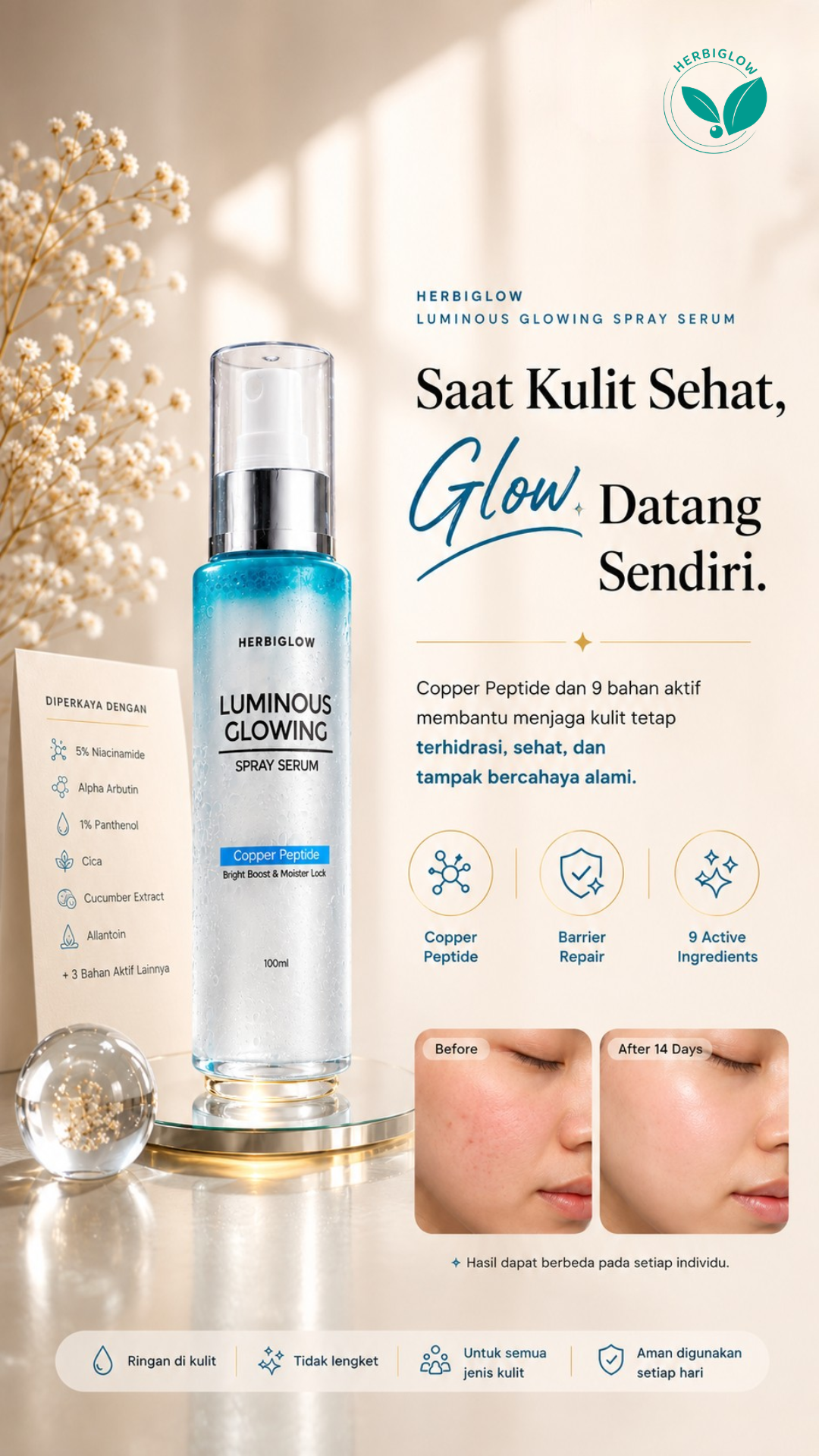 Herbiglow Natural Skincare Indonesia Facebook ad