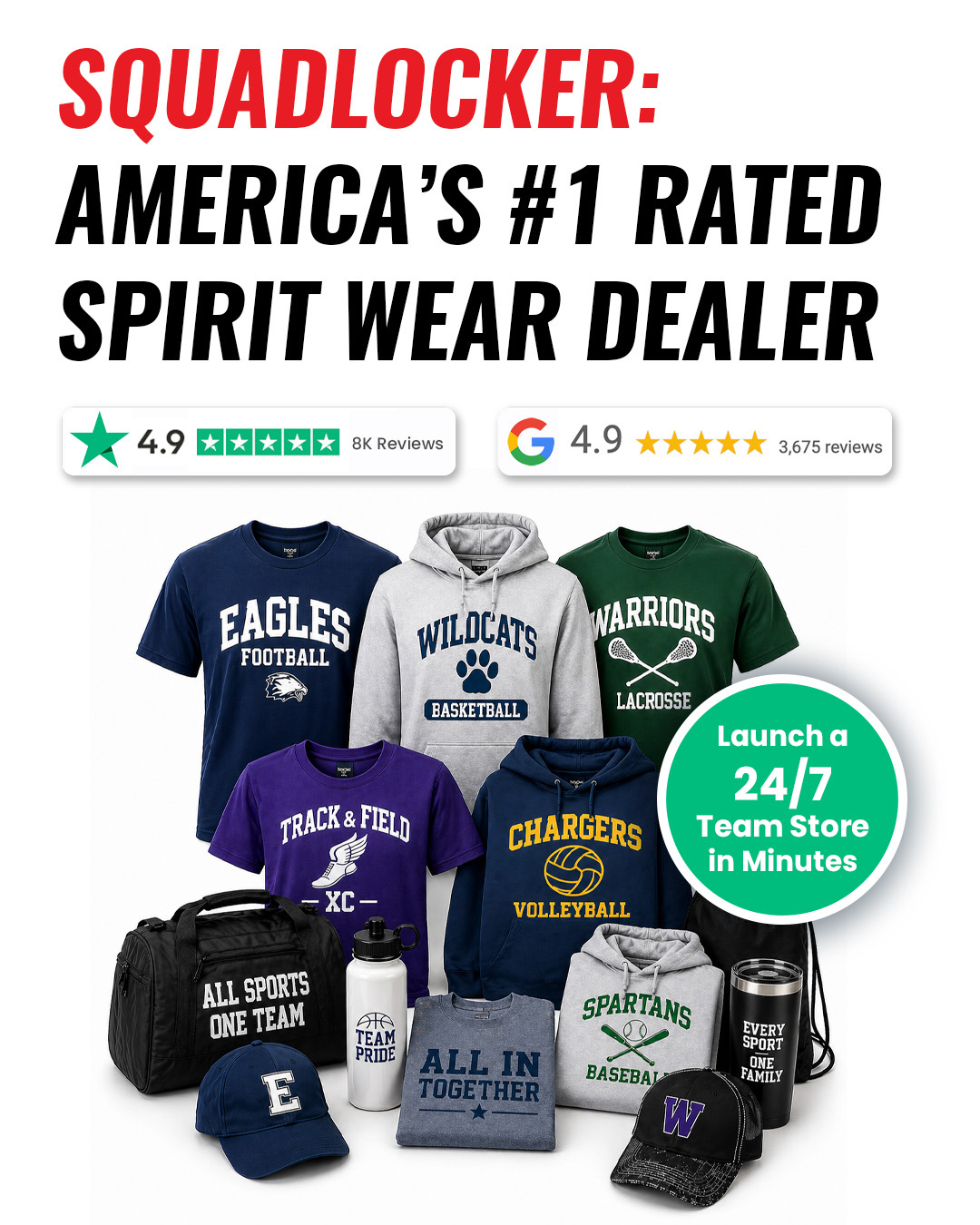 SquadLocker Facebook ad: Build a Free 24/7 Team Store
