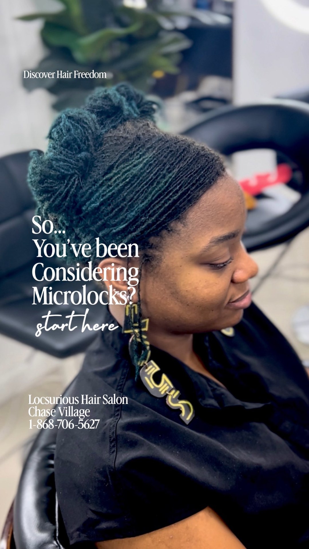Locsurious Hair Salon Facebook ad: Your microlocks journey starts with one simple step.