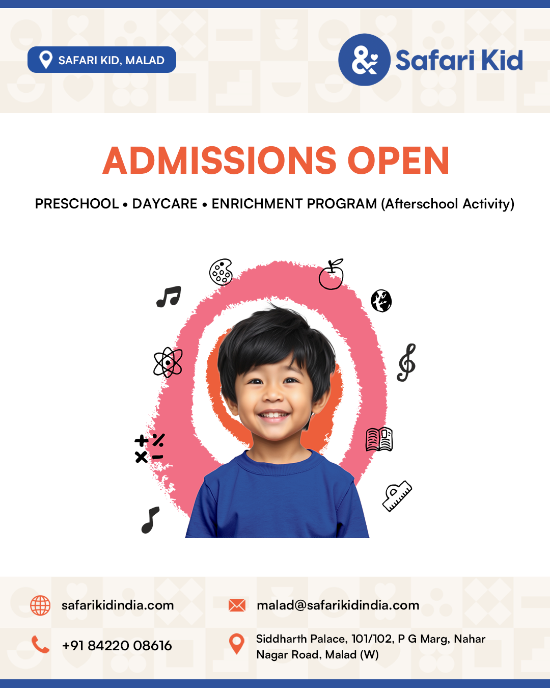 Safari Kid Malad Facebook ad: Admissions open at Safari Kid - Malad!