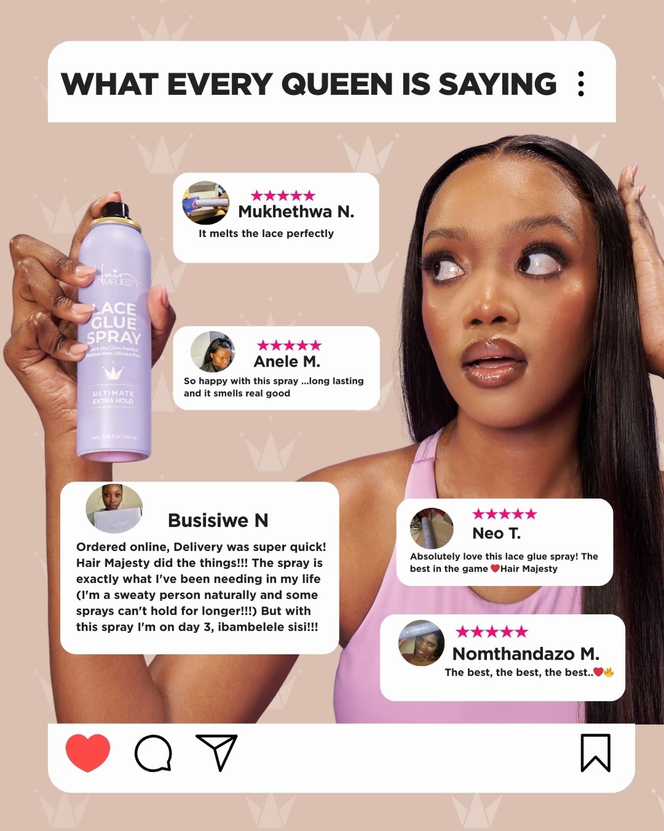 Hair Majesty Facebook ad: 100+ Five-Star Reviews