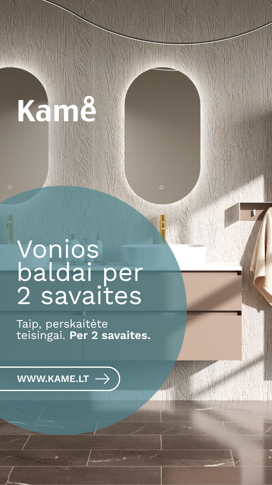 KAME bathroom furniture Facebook ad: Susikurkite savo svajonių vonią