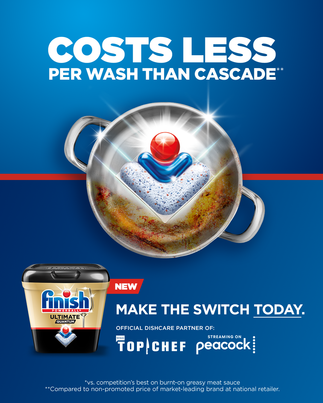 Finish Dishwashing Facebook ad: Unbeatable Clean*, Unbeatable Value**