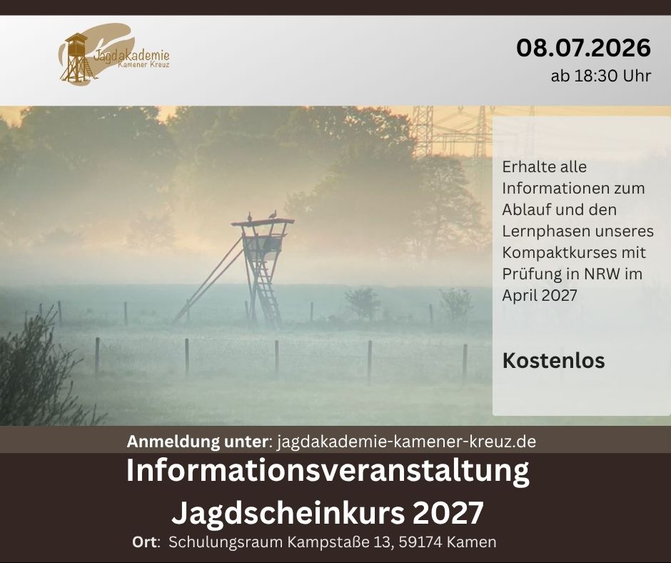 Jagdakademie Kamener Kreuz Facebook ad: *Einladung zum Informationsabend: Jagdschein Ausbildung am…