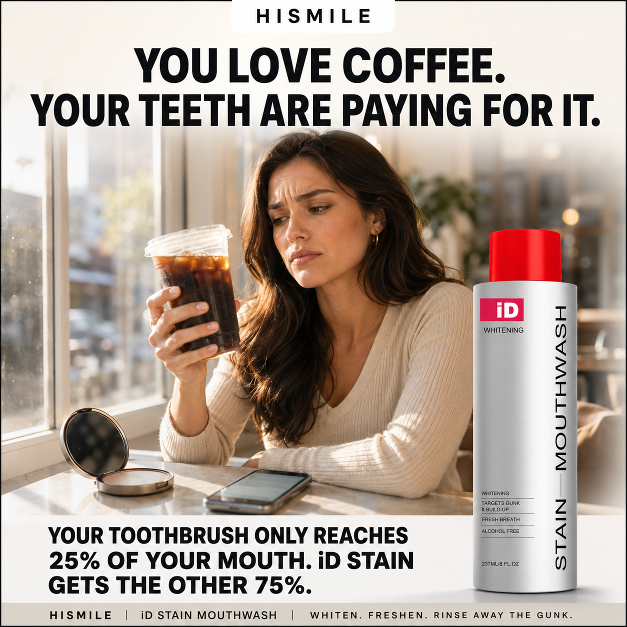 Hismile Facebook ad: Stop hiding your smile!