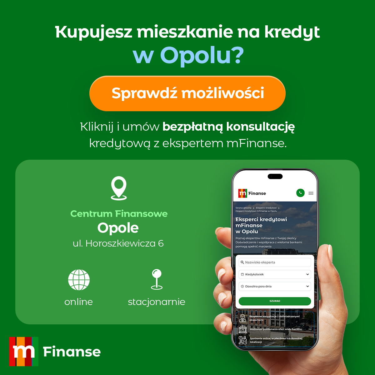 mFinanse Facebook ad: Znajdź eksperta kredytowego