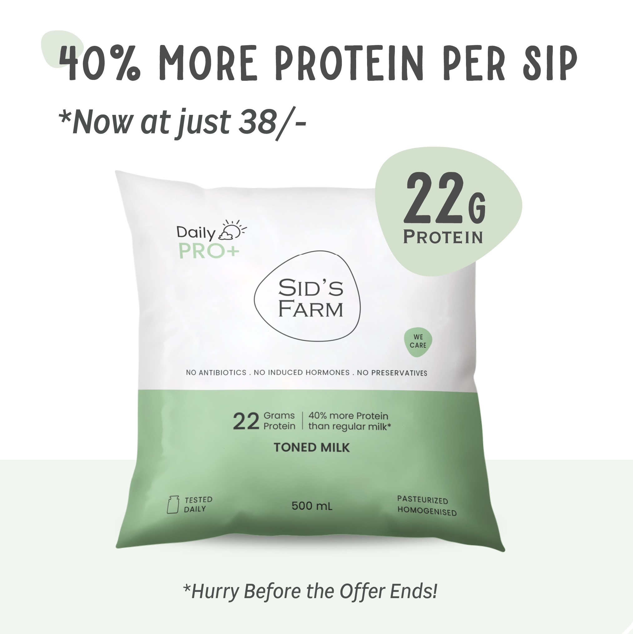 Sid's Farm Facebook ad: Your Everyday Milk, Now with 40% More Protein