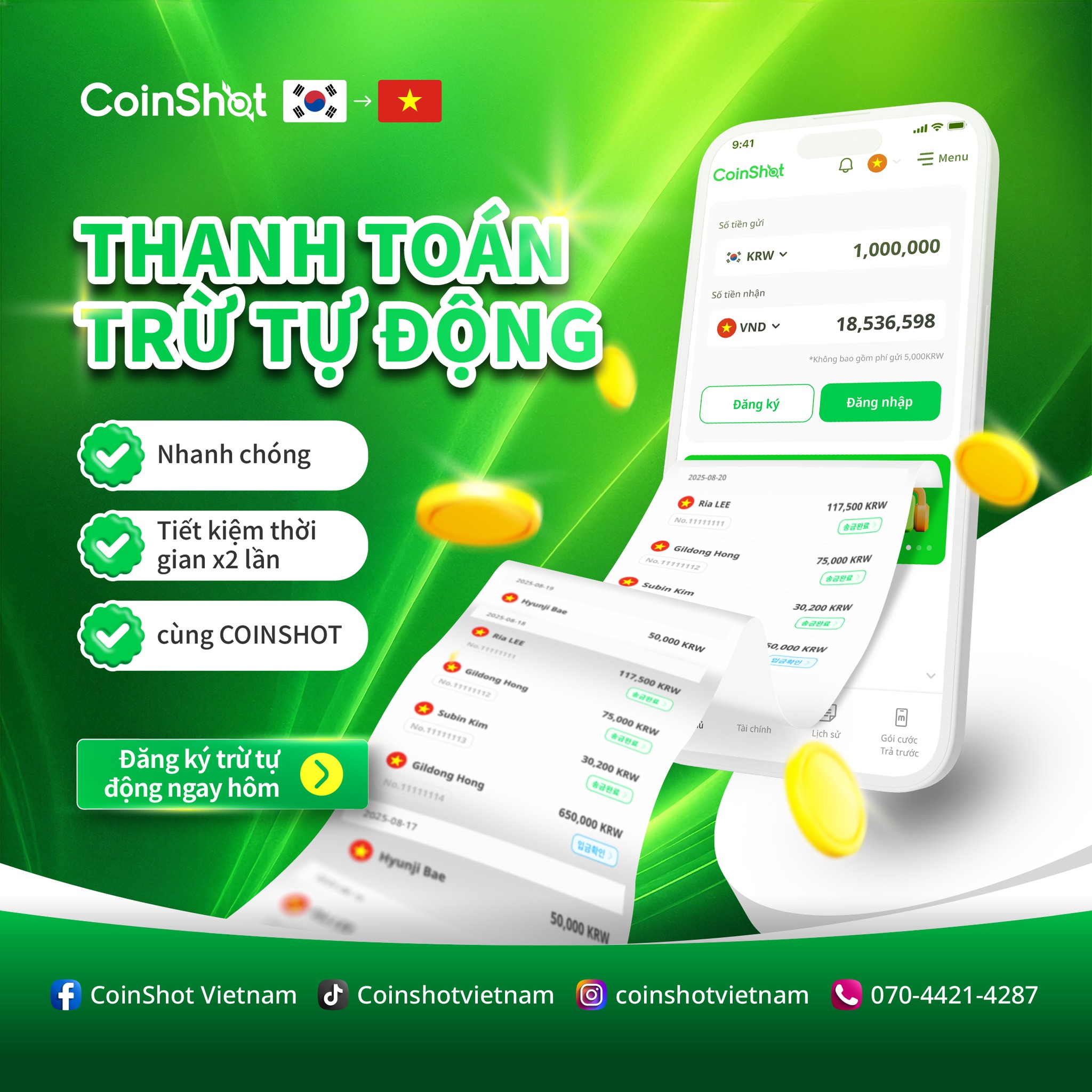 CoinShot Vietnam Facebook ad: CoinShot(해외송금kr)_Vi