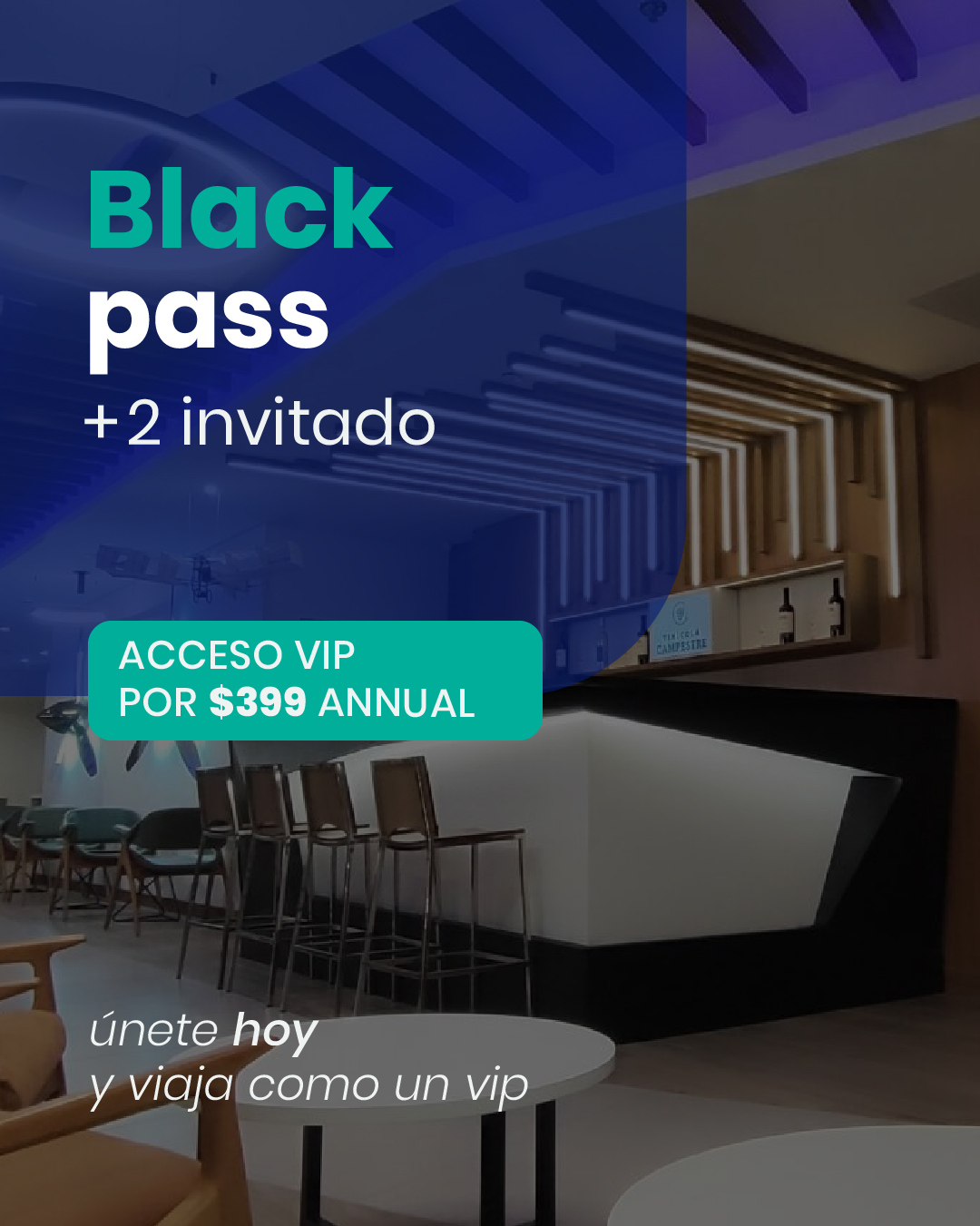 Global Lounge Network Facebook ad: Únete Hoy y Viaja Como Un VIP | Lounge Passes