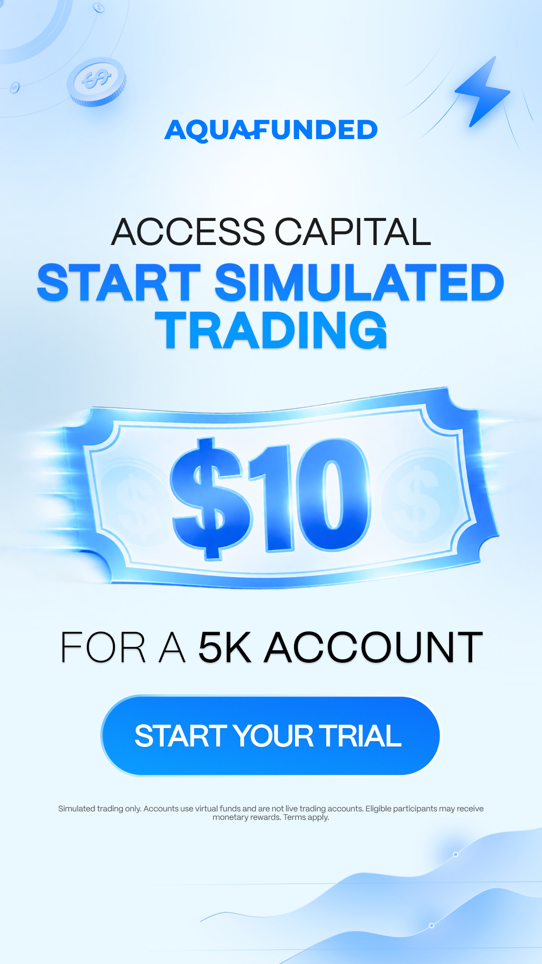 The Aqua Funded Facebook ad: Start With A 5K Demo Account For 10
