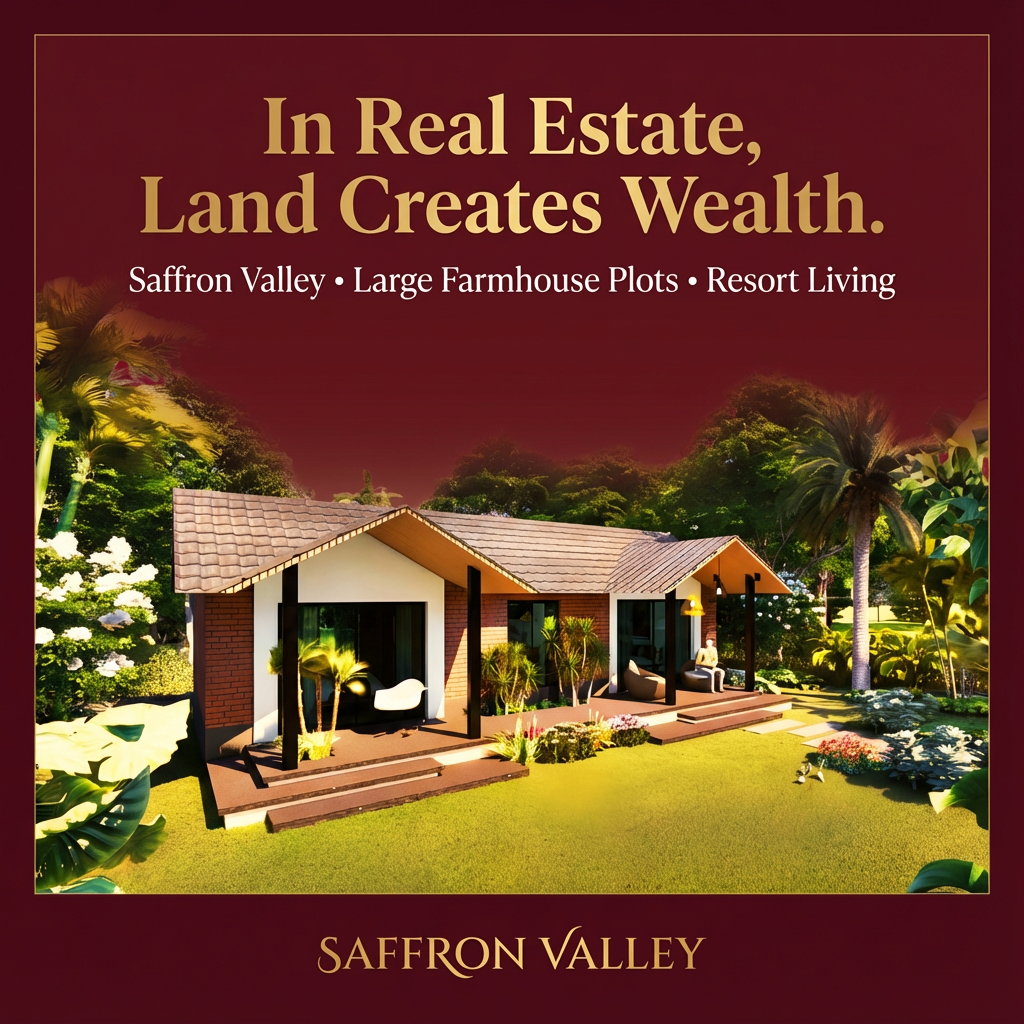 Saffron Valley Villa Farmhouse Facebook ad: Own a 605 Sq. Yard Luxury Villa Near Hyderabad