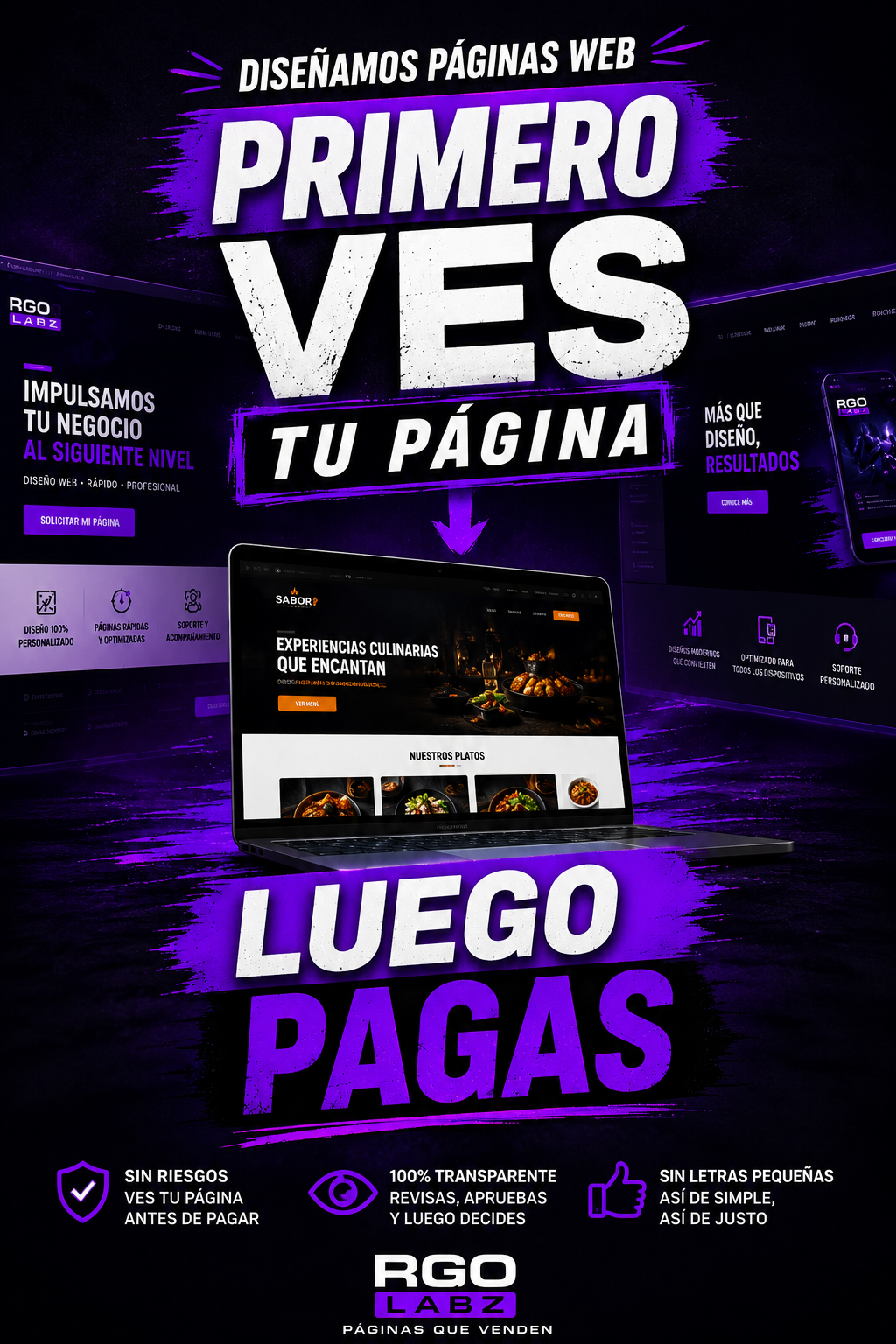 RGO Labz Facebook ad: Primero ves tu página, luego pagas