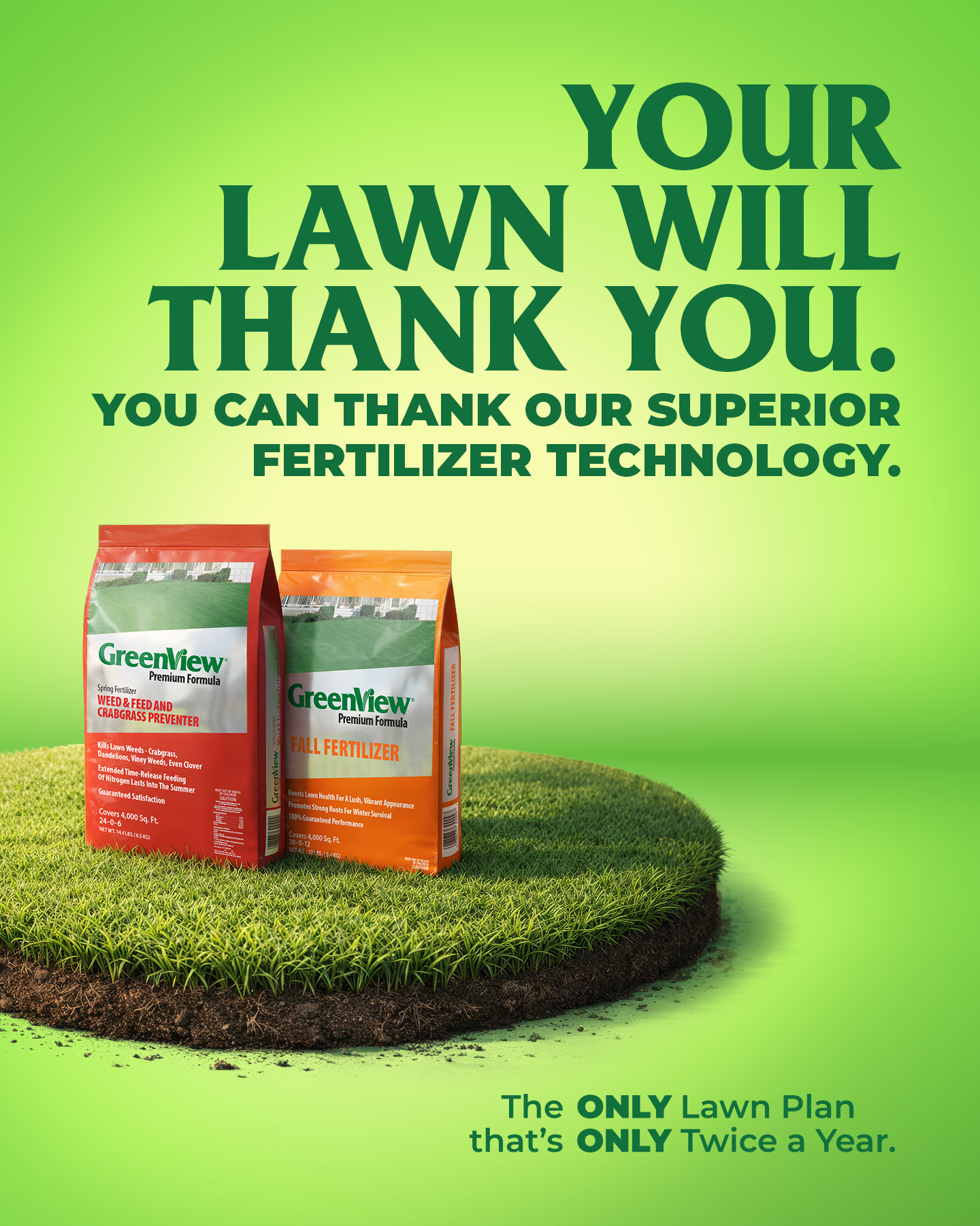 GreenView Lawn Products Facebook ad: Show your lawn some love.