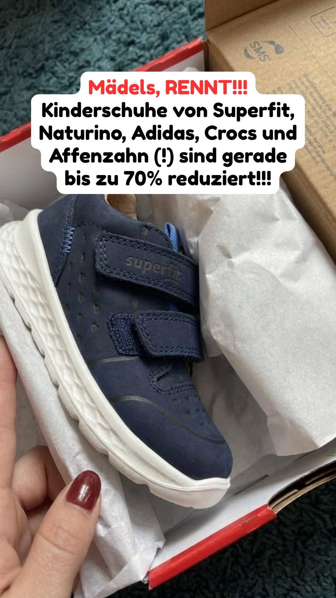 Sarahsmamasachen Facebook ad: Kinderschuh Sale bei Amazon mit Superfit, Naturino, Crocs…