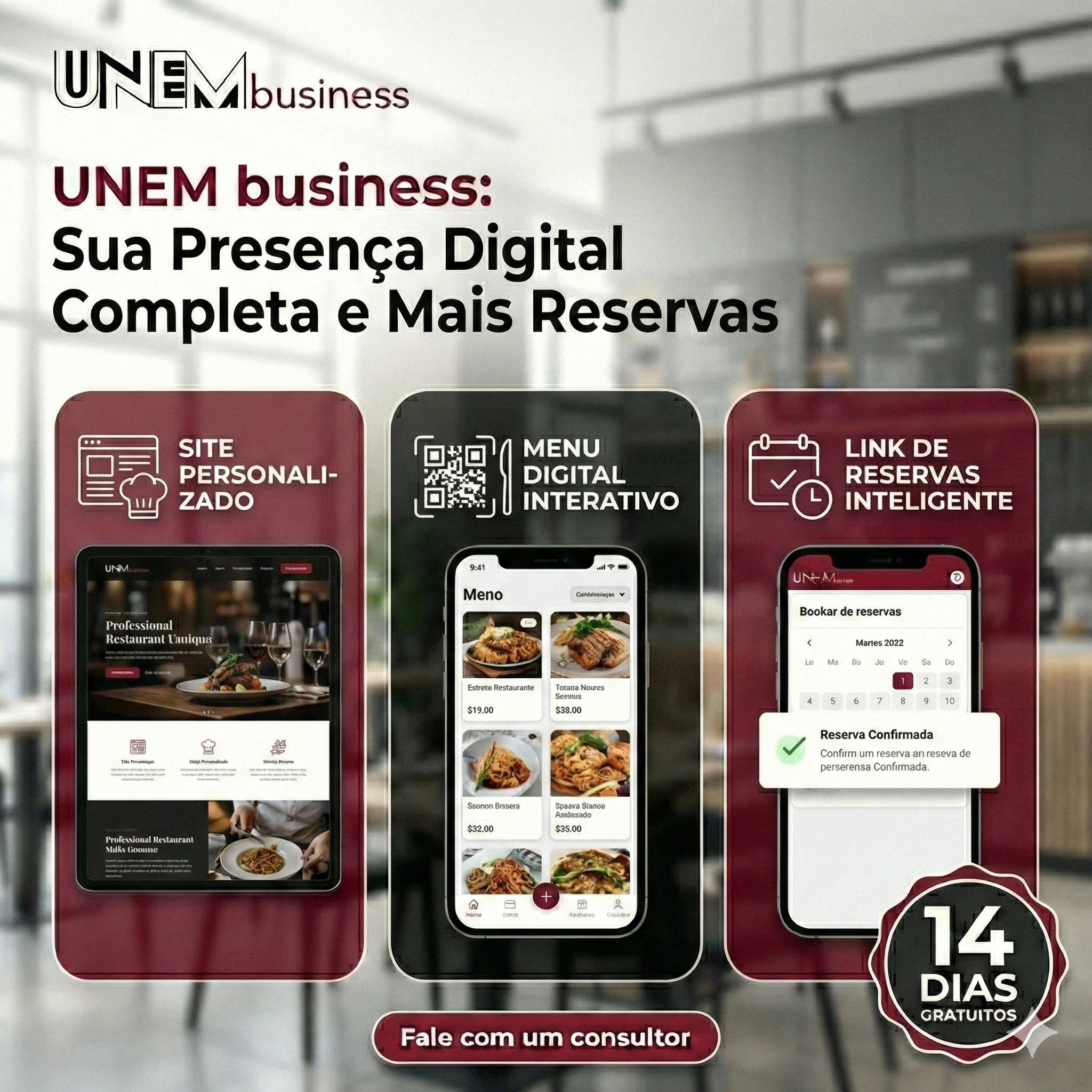 UNEM - Seu Restaurante Conectado ao Digital. Facebook ad: Menu Digital Interativo
