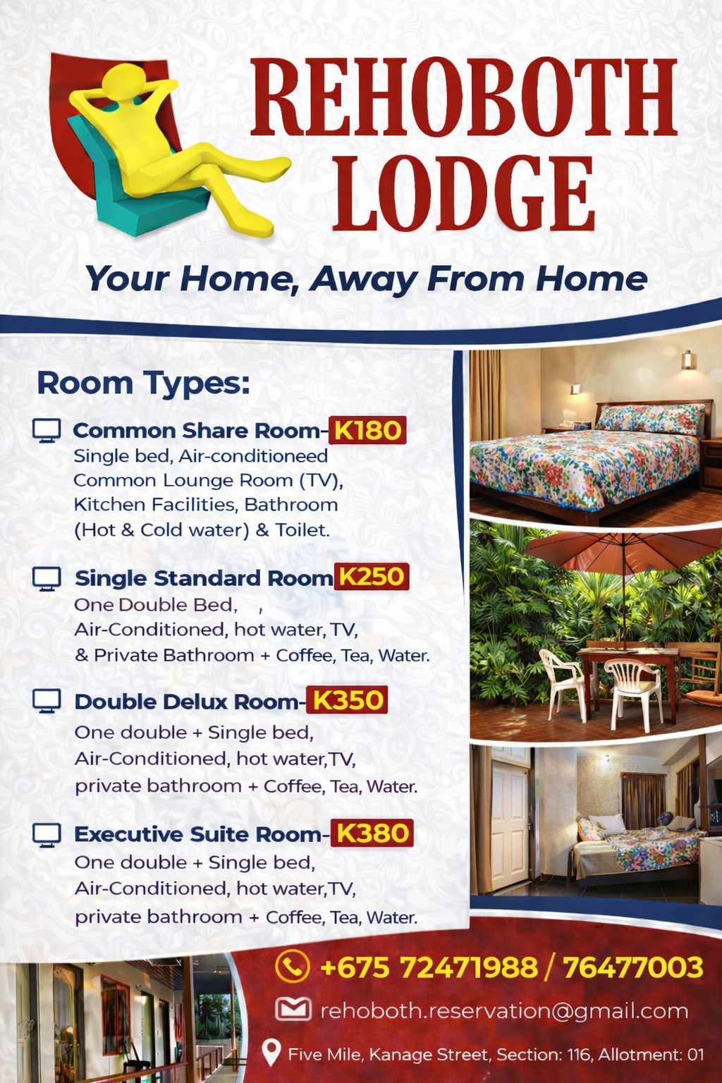 Rehoboth Lodge Facebook ad: Discover Comfort at Rehoboth Lodge, Your Home, Away…