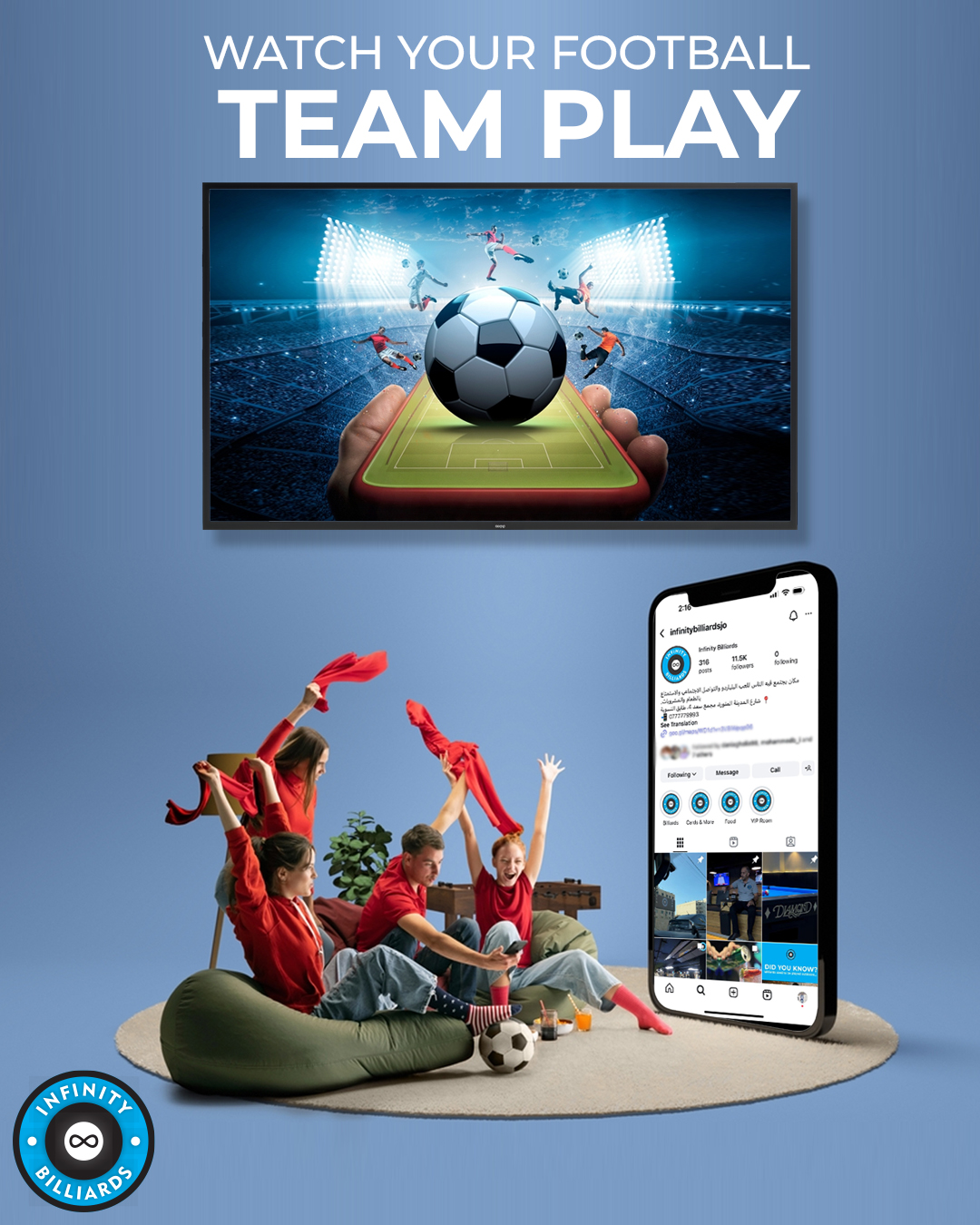 Infinity Billiards Facebook ad