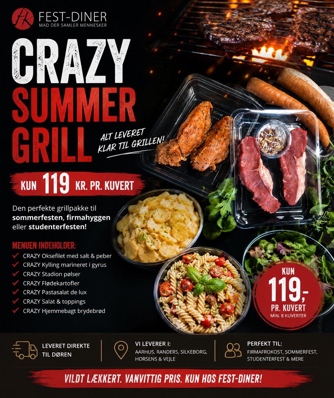 Fest-diner.dk Facebook ad: Grill catering - Mange møre grill catering menuer til fest