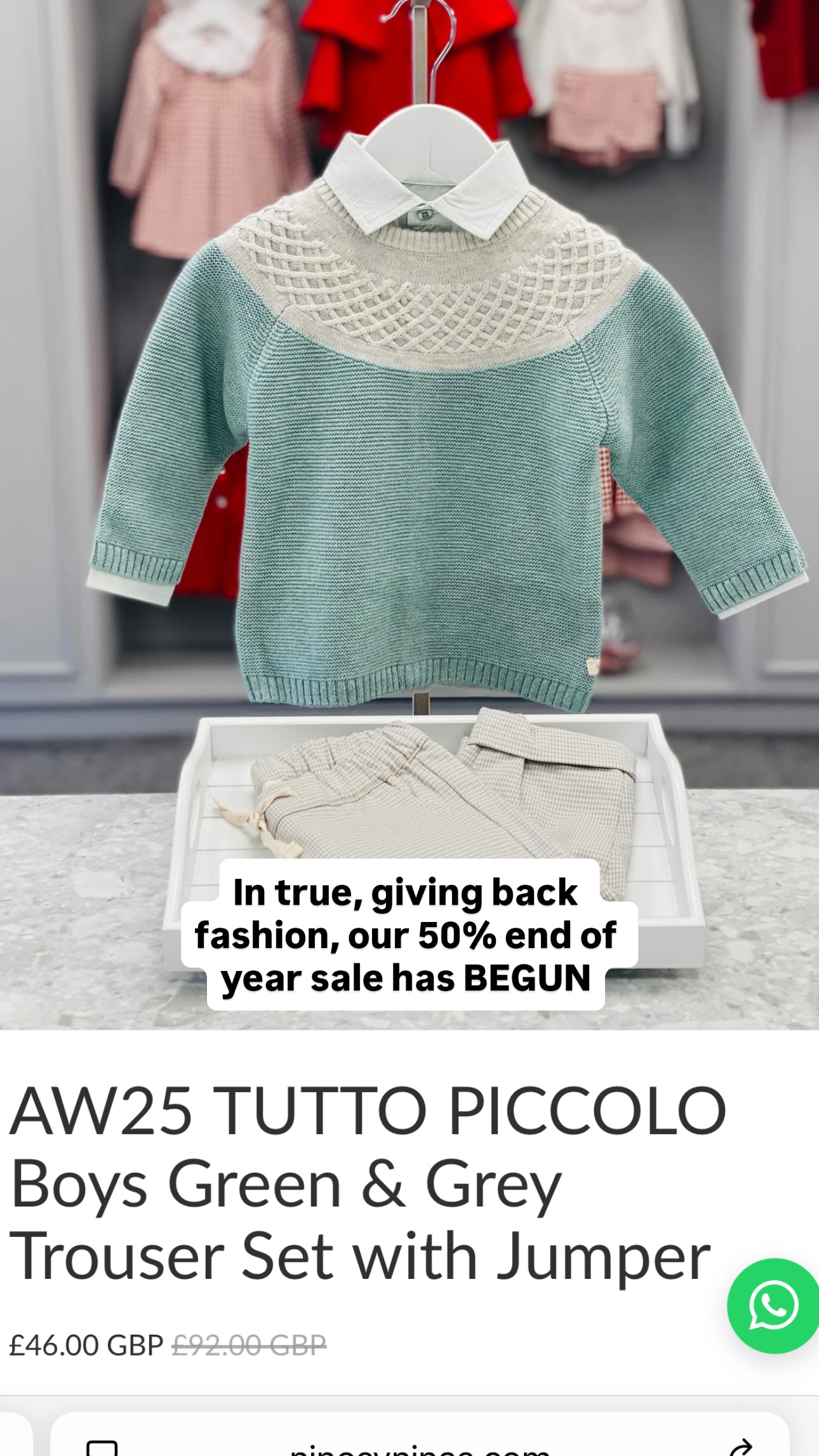 Niños Y Niñas Baby & Children's Wear Boutique Facebook ad: In true, giving back fashion, our 50% end…