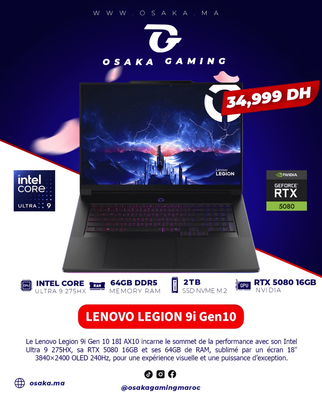 Osaka Gaming Maroc Facebook ad: Le Lenovo Legion 9i Gen 10 est une…
