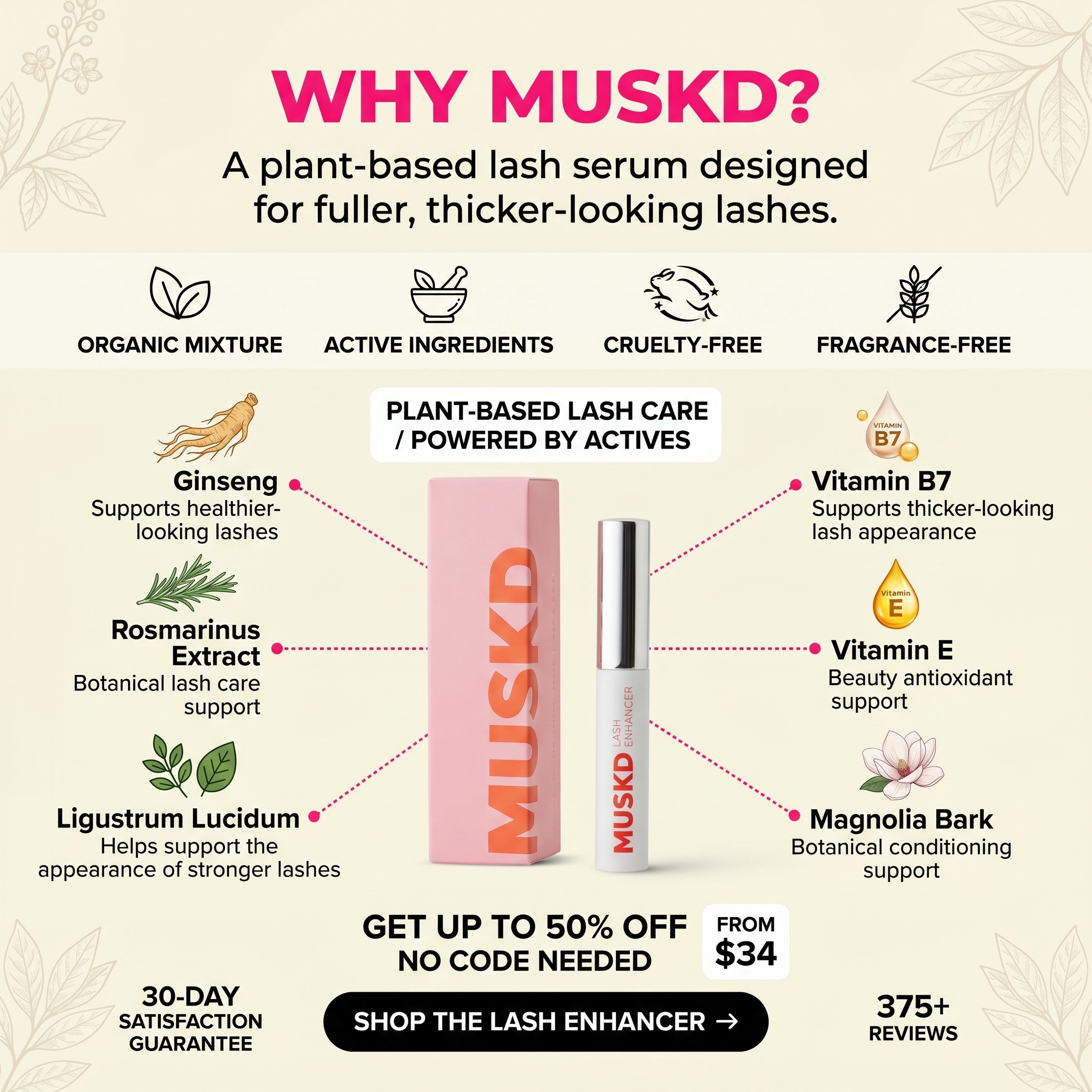 MUSKD Facebook ad: Real Lash Growth Without Extensions