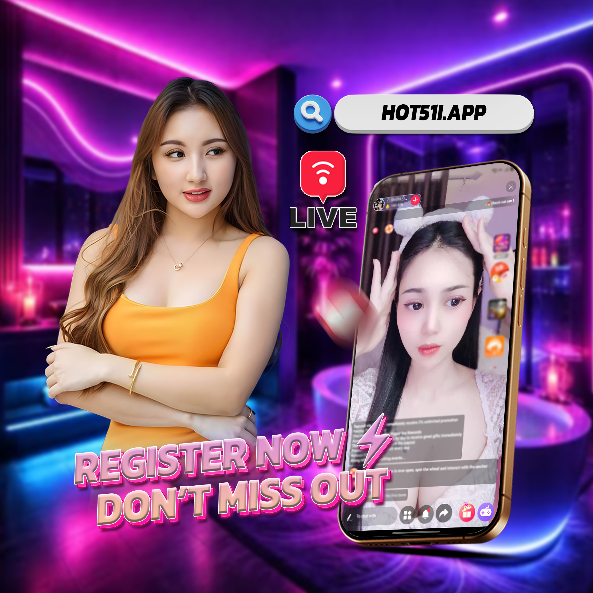 Hot51i.app Facebook ad: Hot51 just activated a VIP pass for new users tonight…